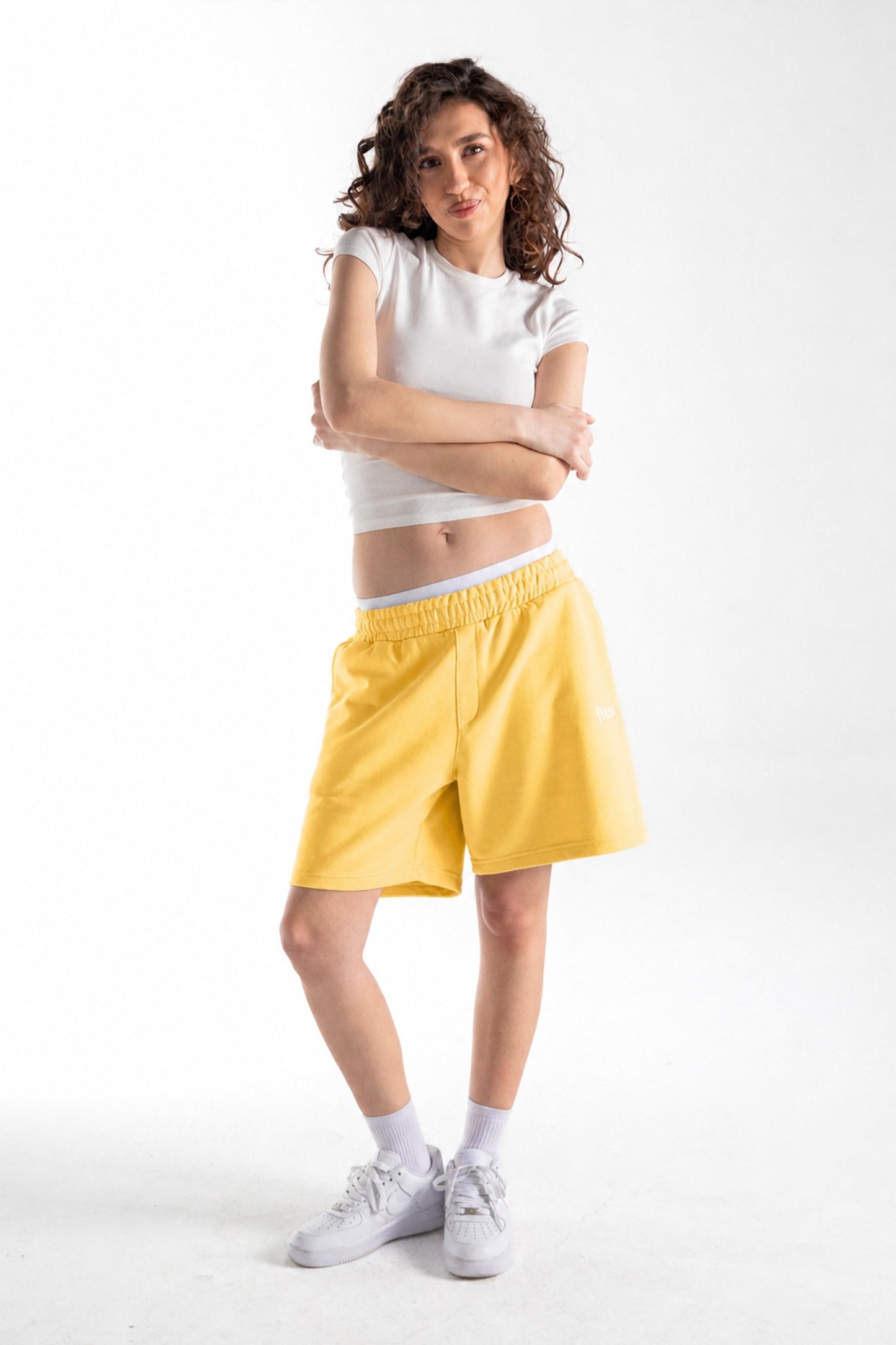 Flaw Embroidered Elastic Waist Shorts