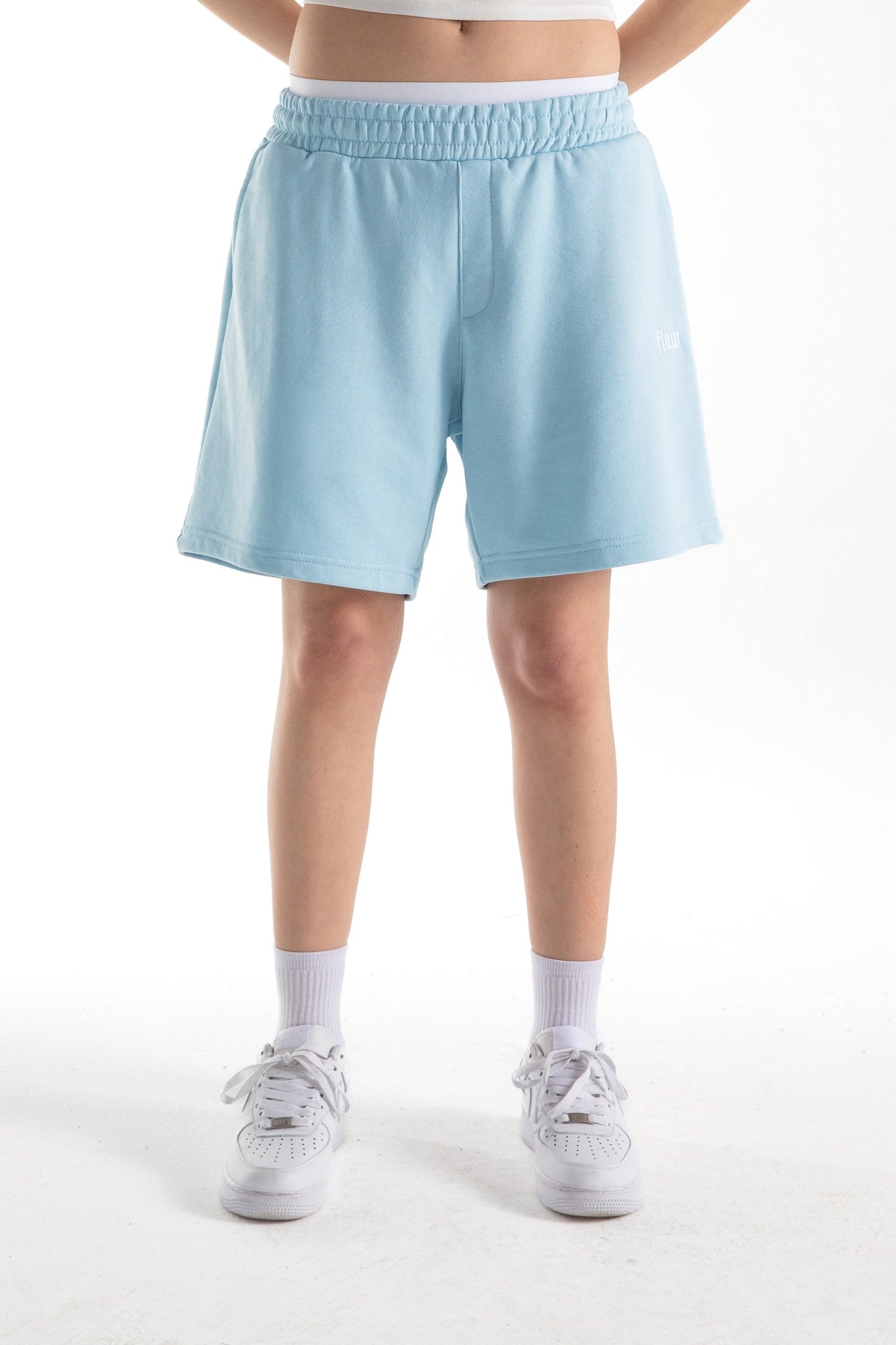Flaw Embroidered Elastic Waist Shorts