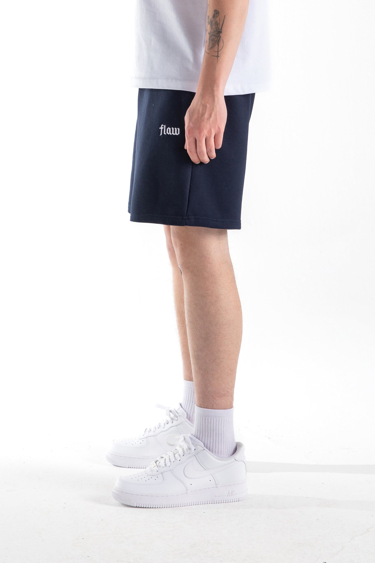 Flaw Embroidered Elastic Waist Shorts