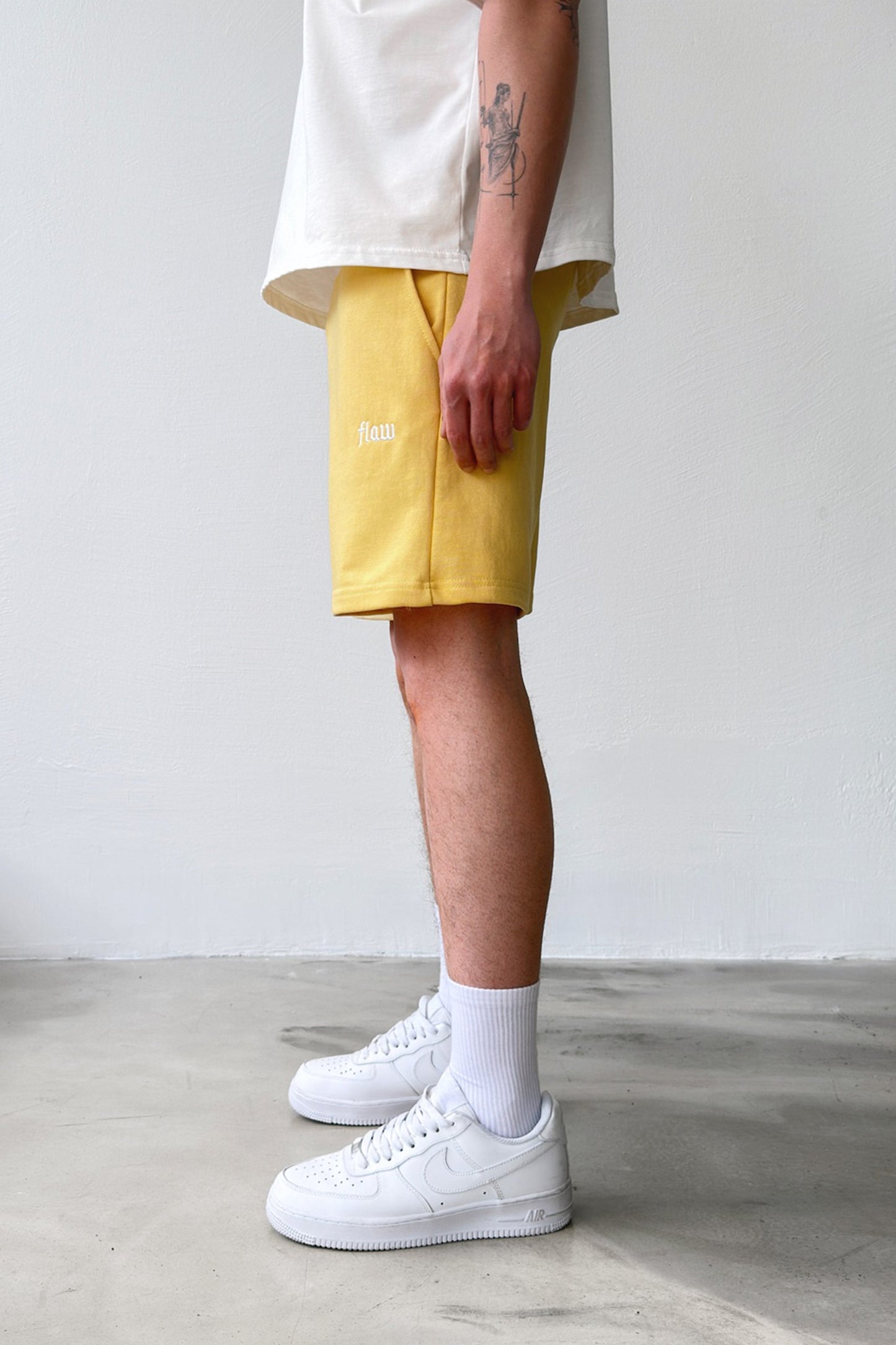 Flaw Embroidered Elastic Waist Shorts