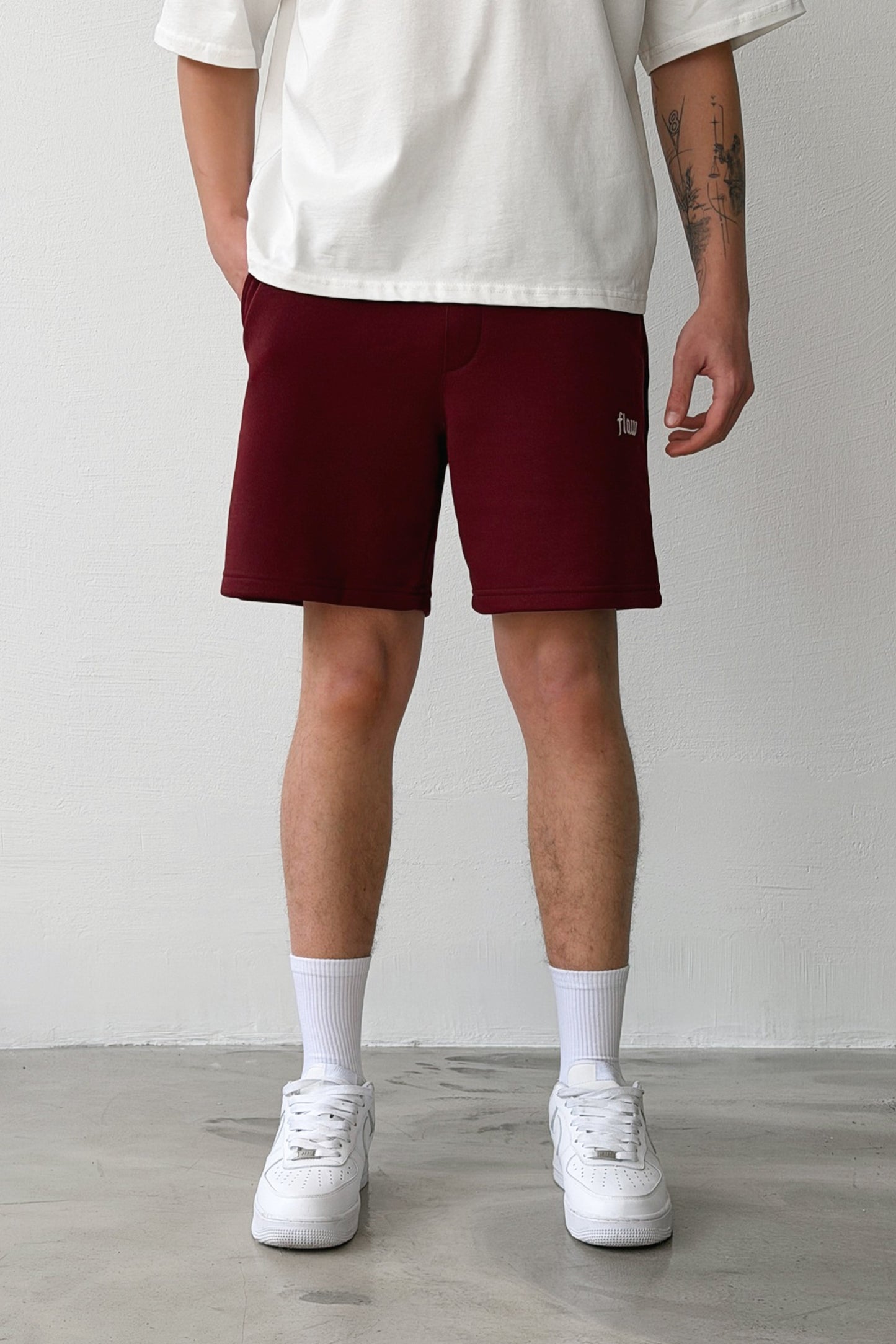 Flaw Embroidered Elastic Waist Shorts