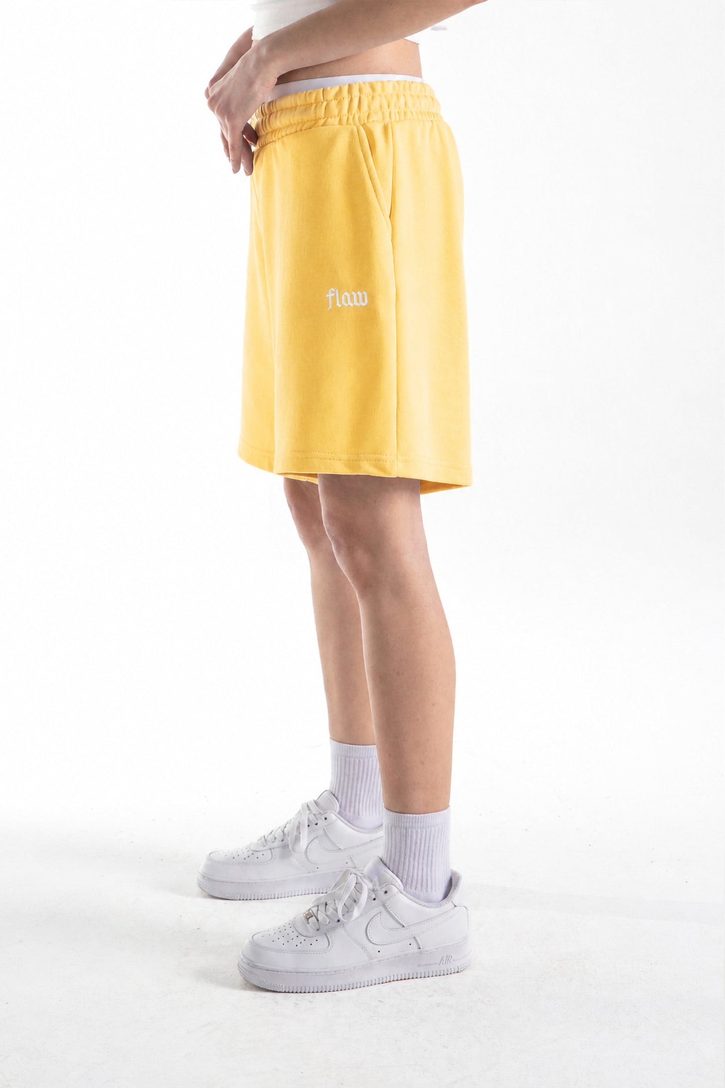 Flaw Embroidered Elastic Waist Shorts