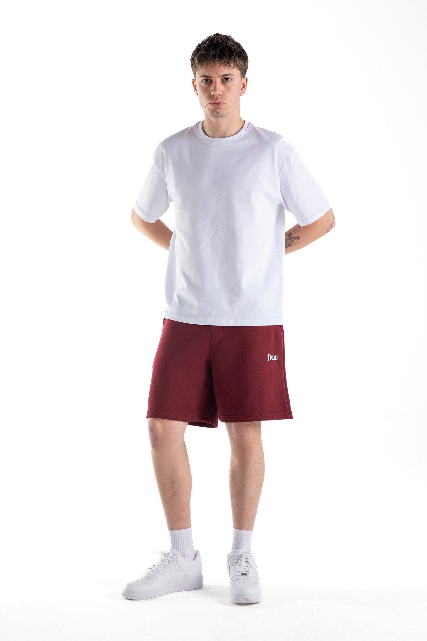 Flaw Embroidered Elastic Waist Shorts