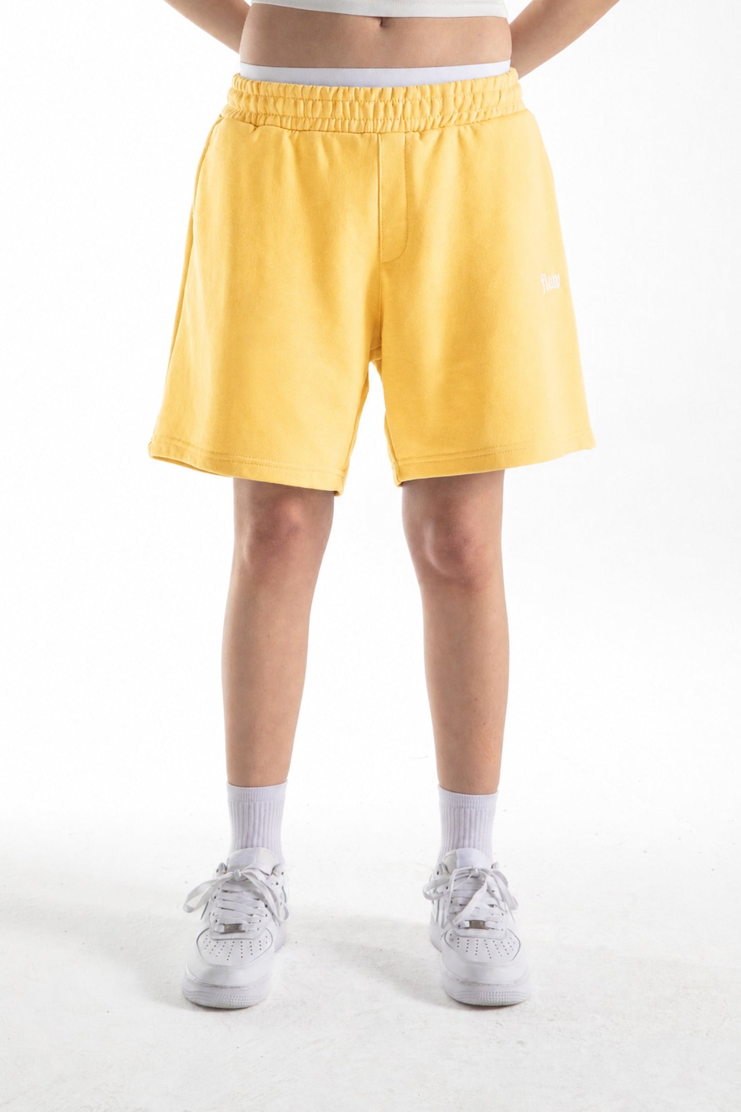 Flaw Embroidered Elastic Waist Shorts