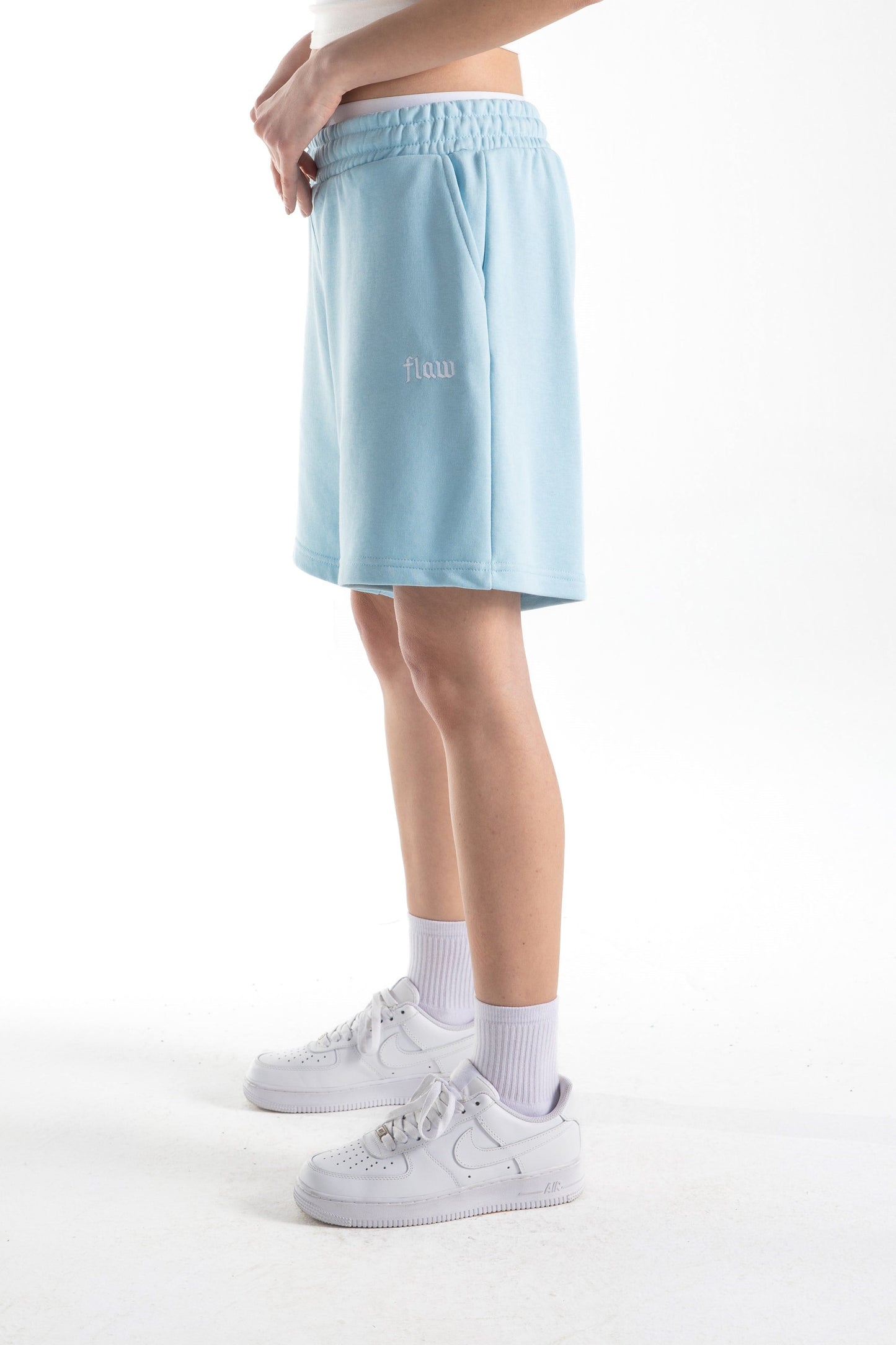 Flaw Embroidered Elastic Waist Shorts