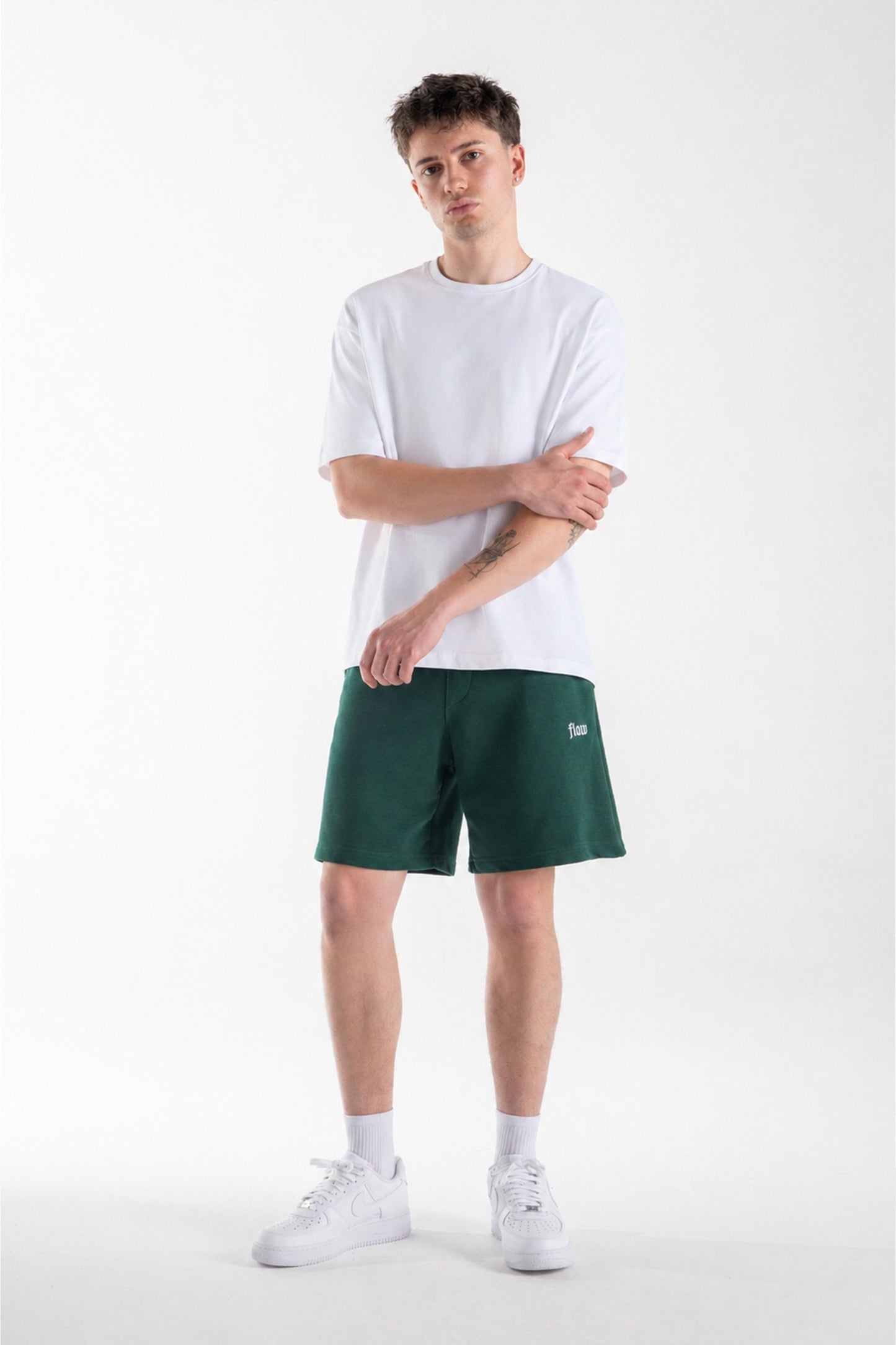 Flaw Embroidered Elastic Waist Shorts