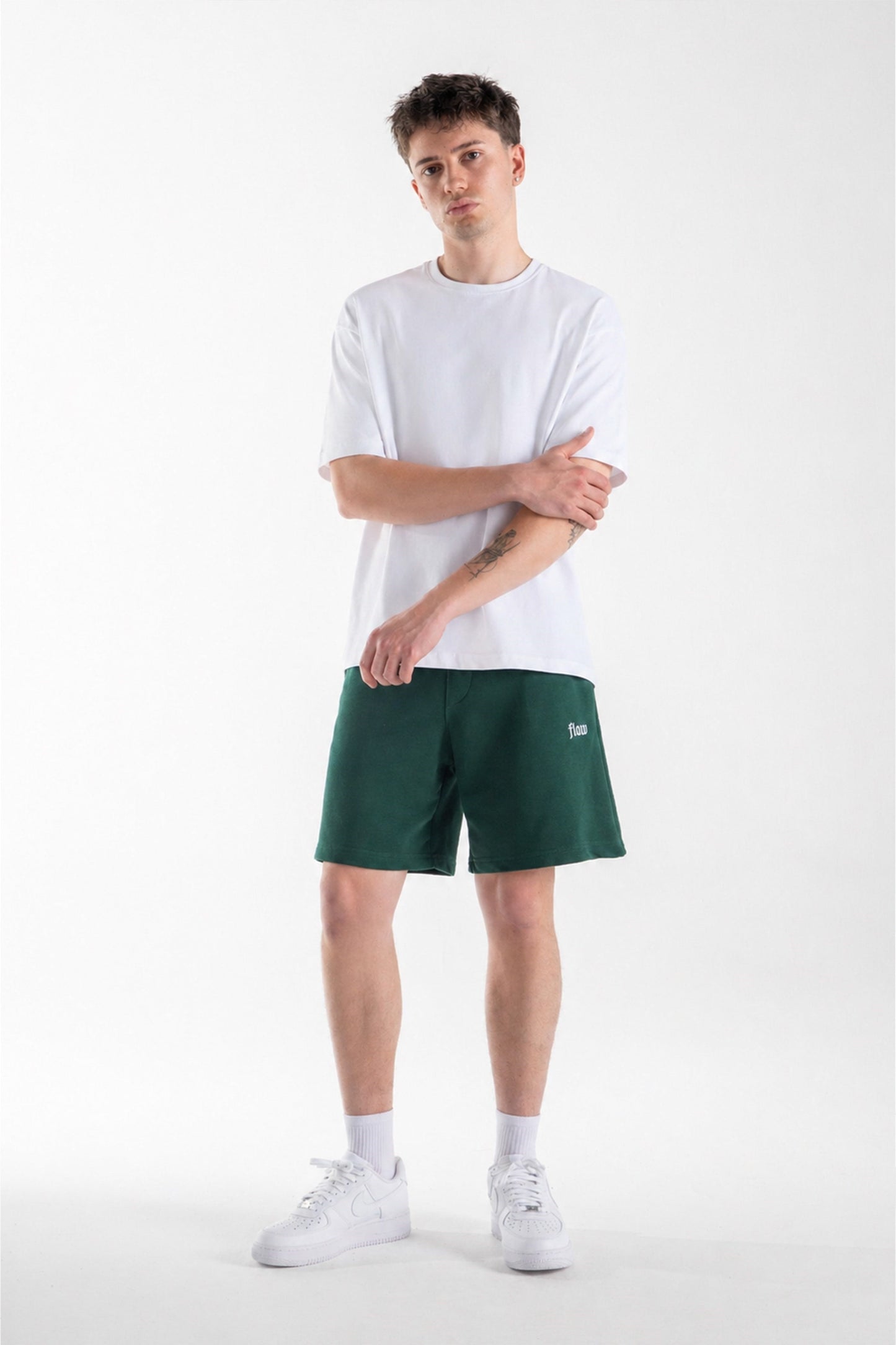 Flaw Embroidered Elastic Waist Shorts