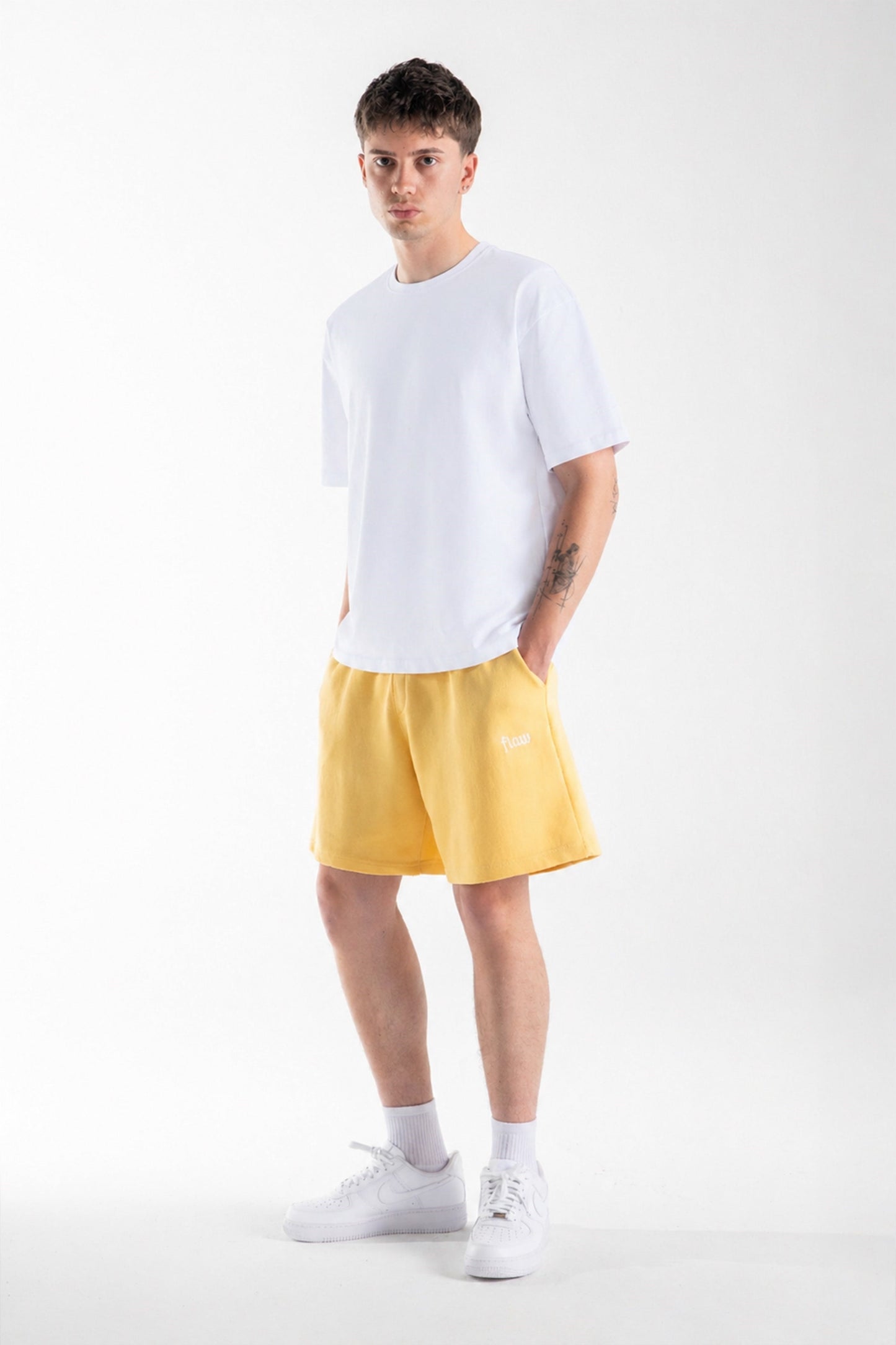Flaw Embroidered Elastic Waist Shorts