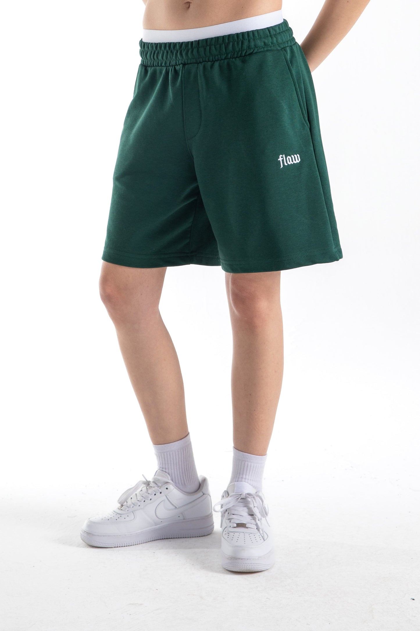 Flaw Embroidered Elastic Waist Shorts