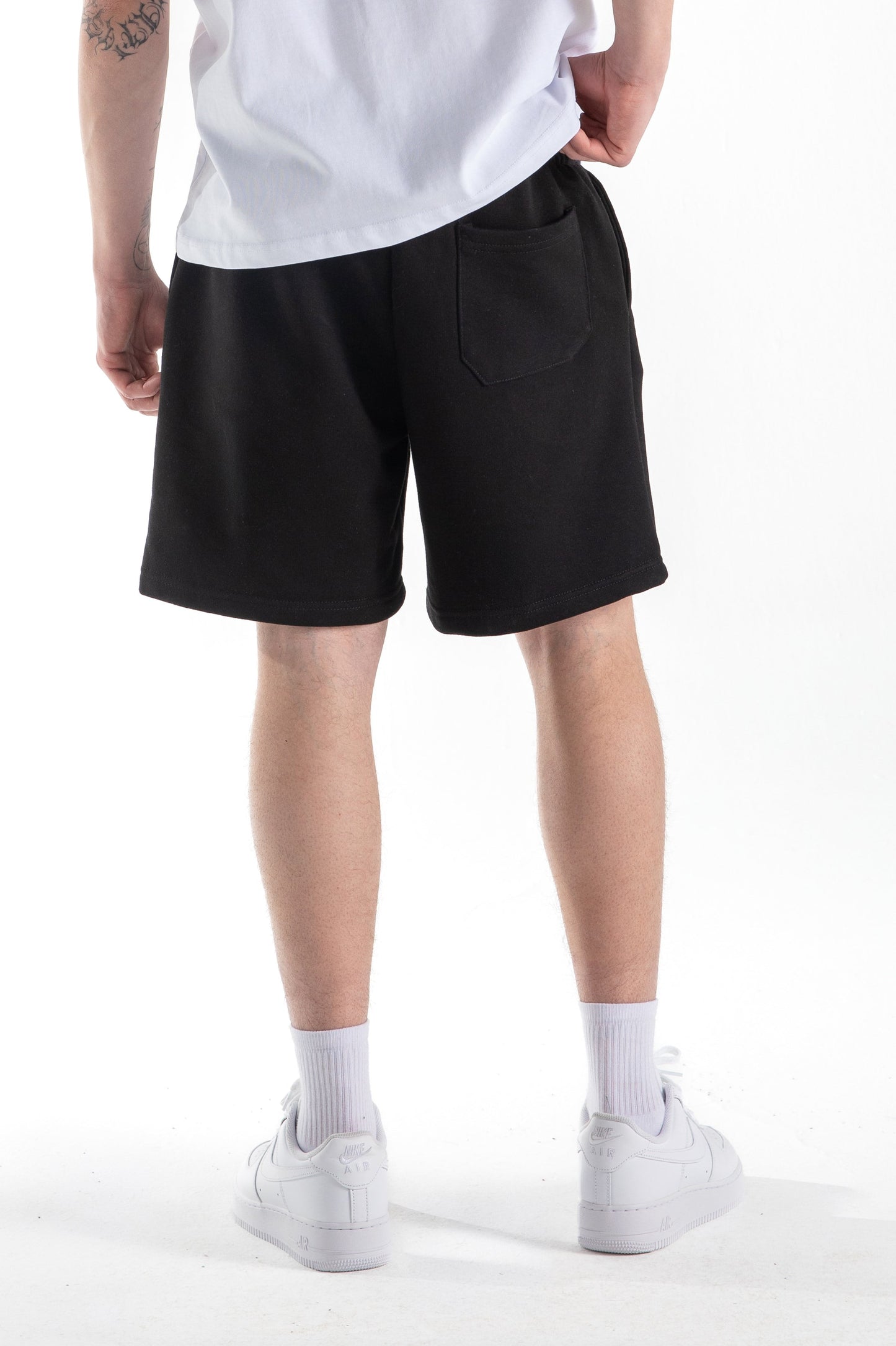 Flaw Embroidered Elastic Waist Shorts Black