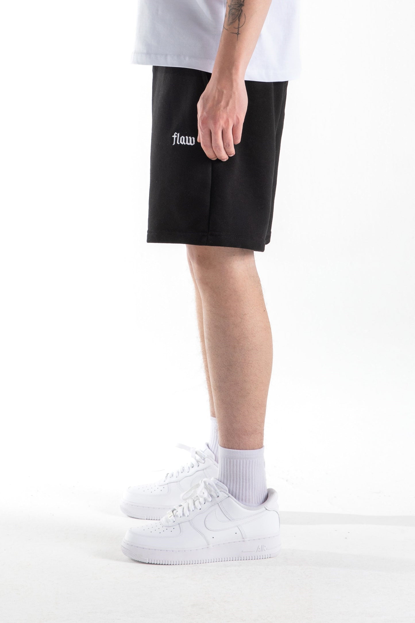 Flaw Embroidered Elastic Waist Shorts