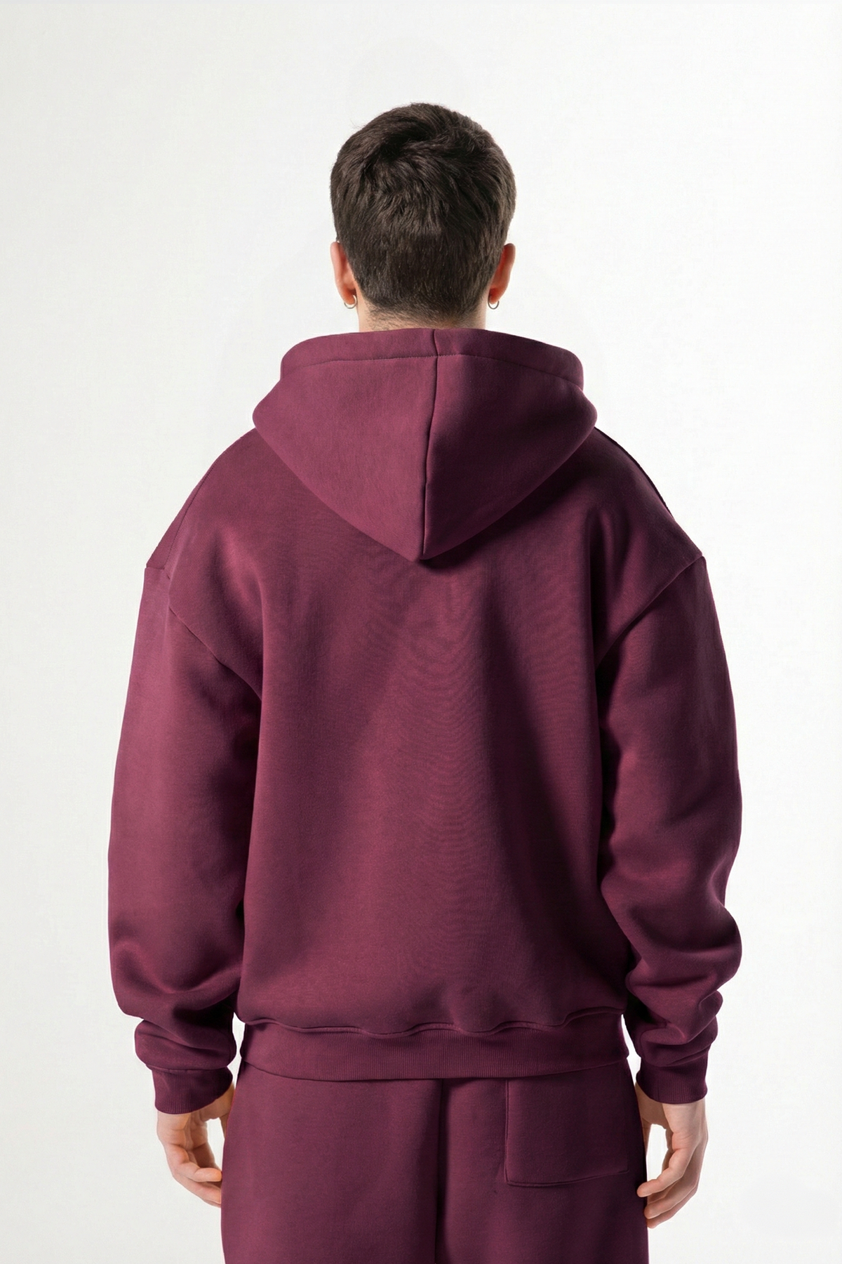 Flaw Embroidered Burgundy Zip Hoodie