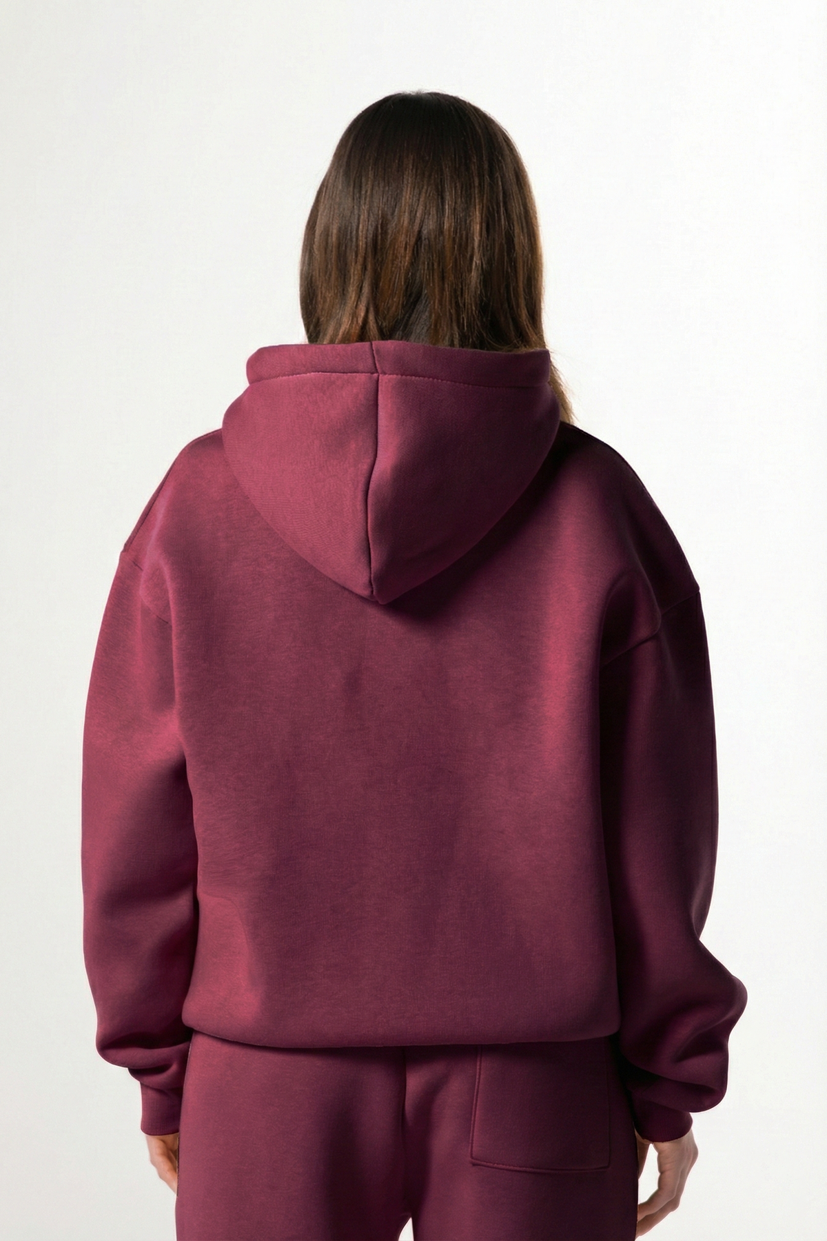 Flaw Embroidered Burgundy Zip Hoodie