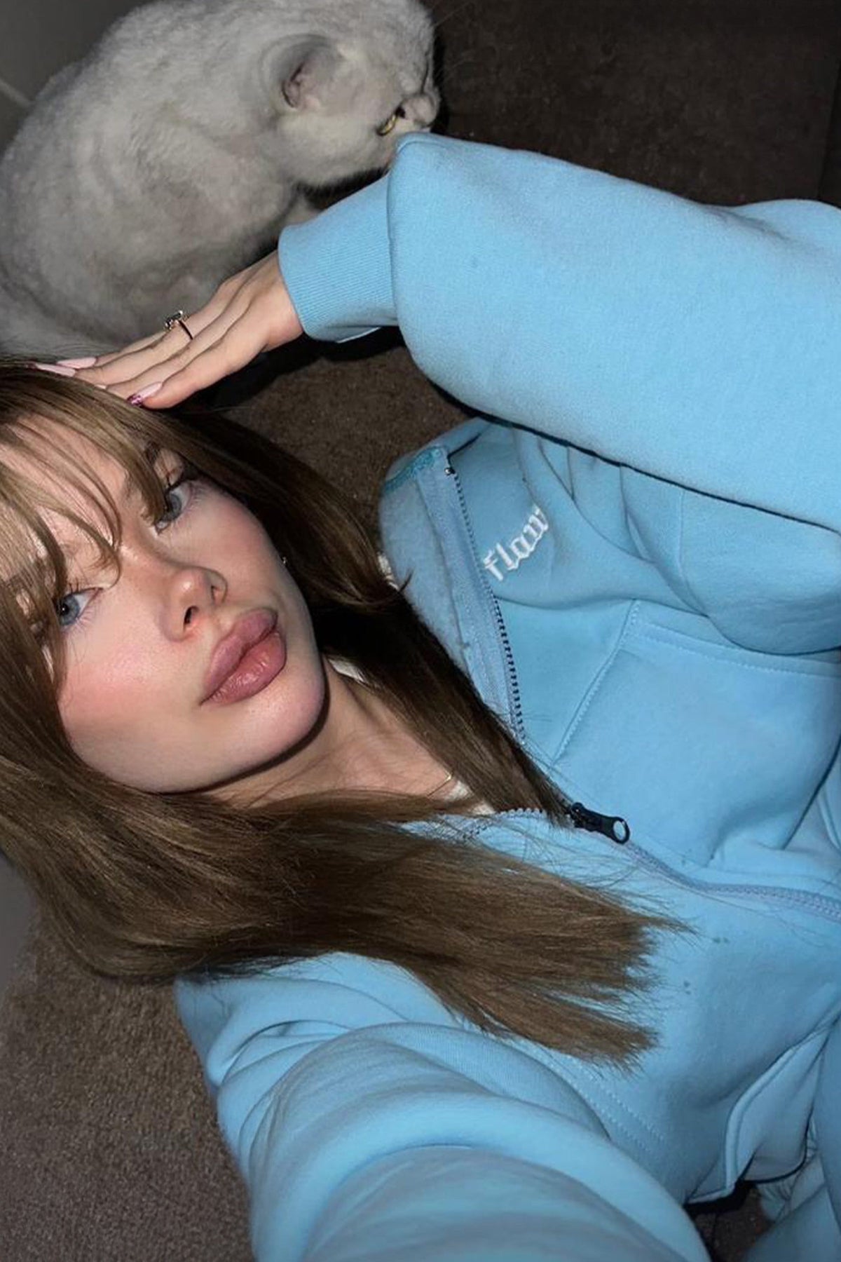 Flaw Embroidered Blue Zip Crop