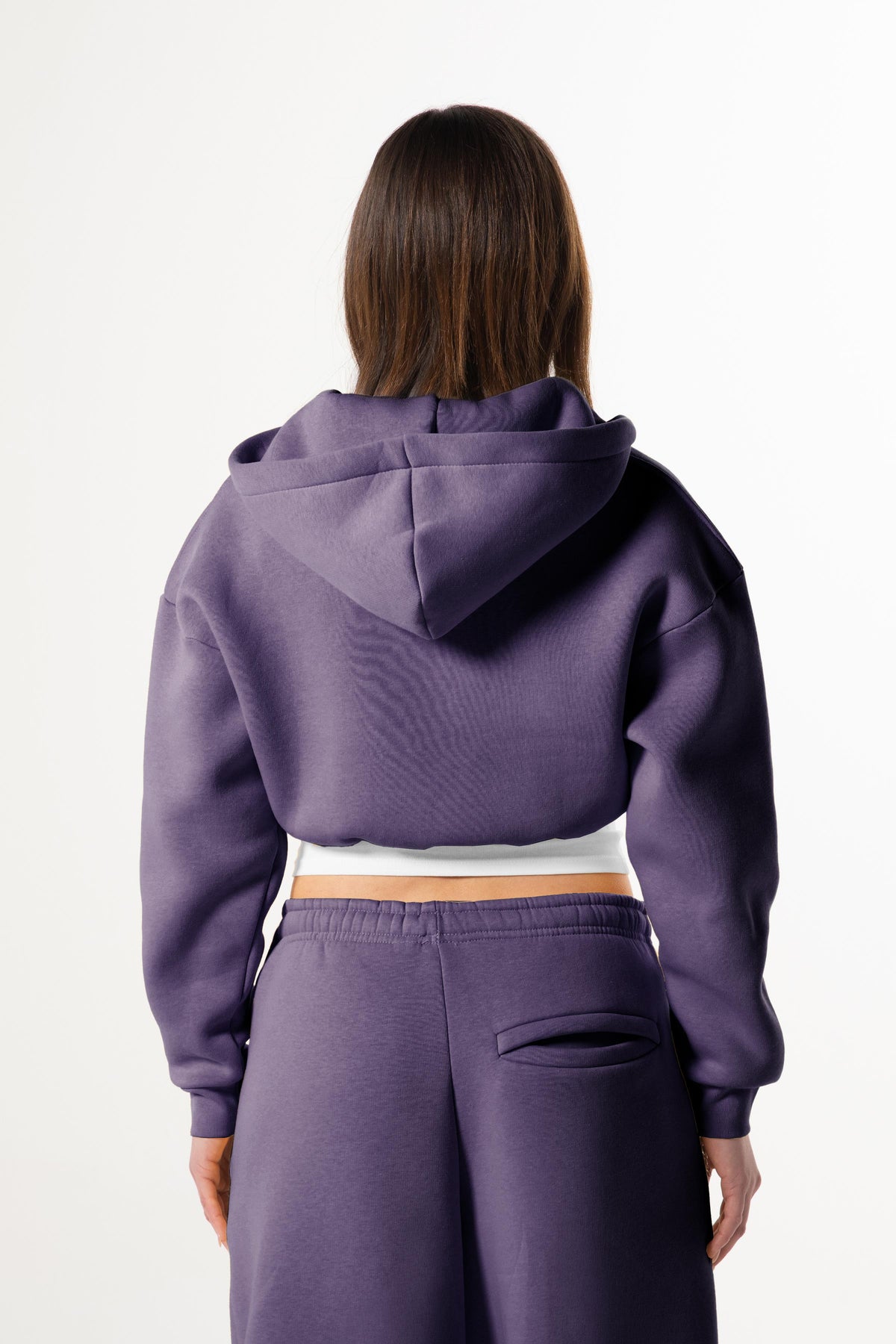 Flaw Embroidered Purple Zip Crop