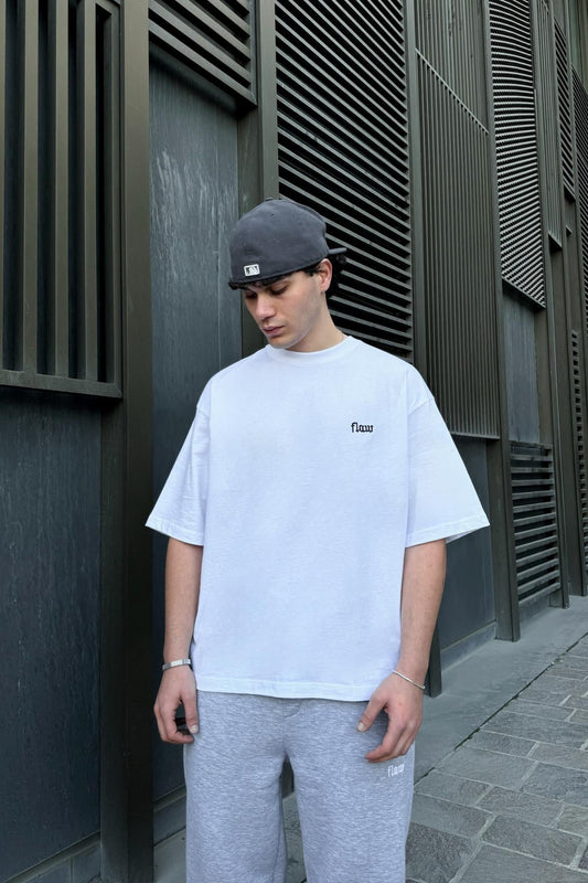 Flaw Embroidered Oversize T-Shirt White