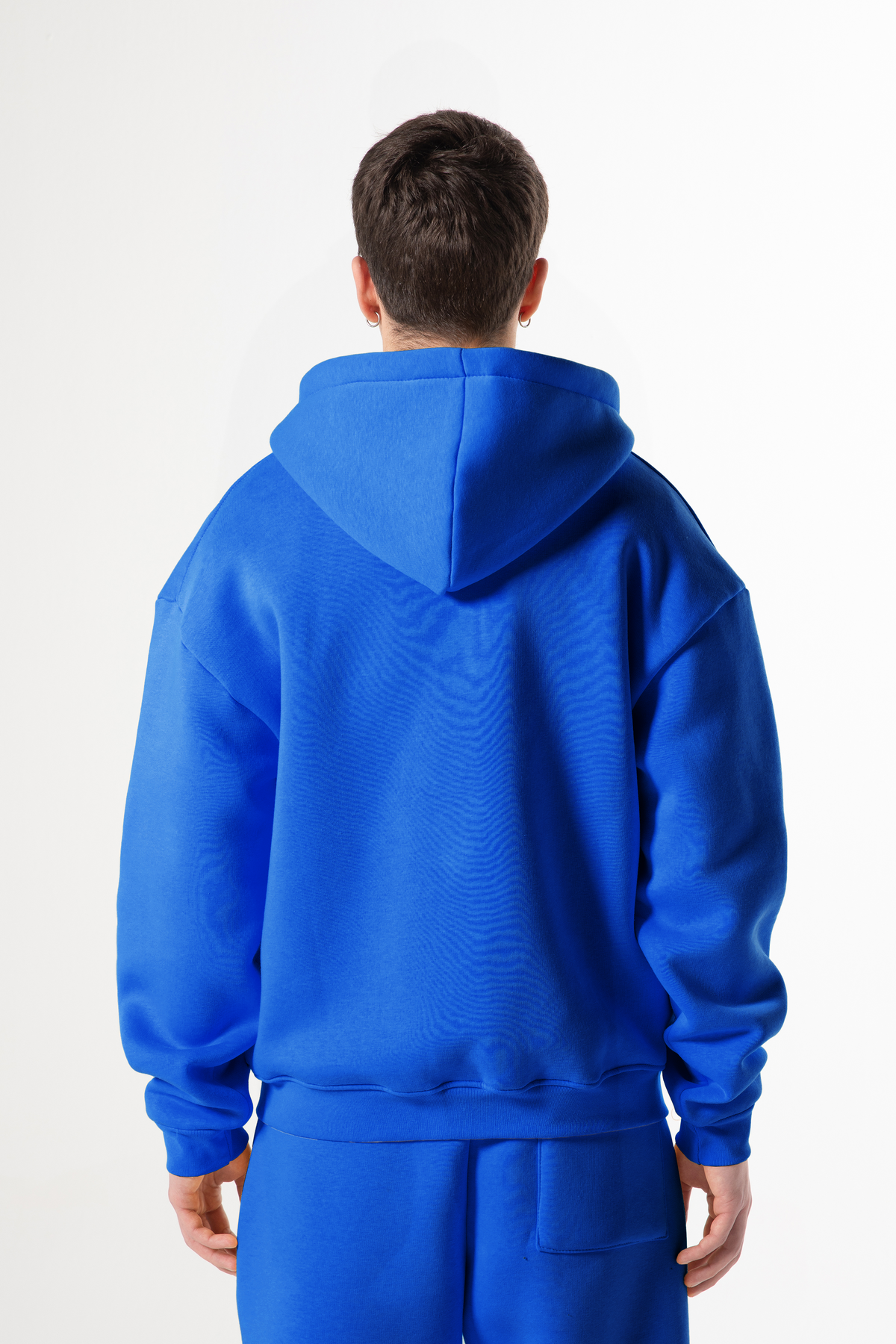 Flaw Embroidered Navy Blue Zip Hoodie