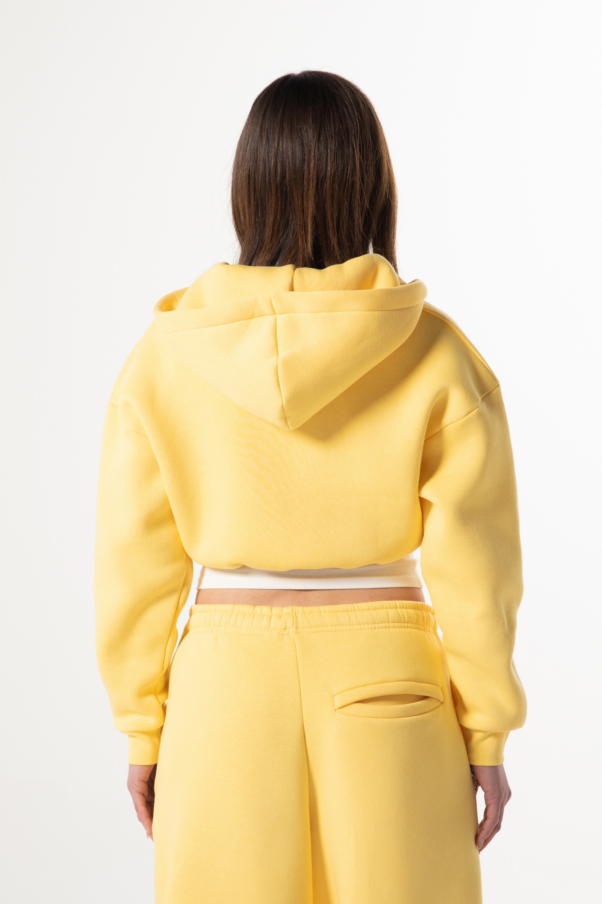 Flaw Embroidered Yellow Zip Crop