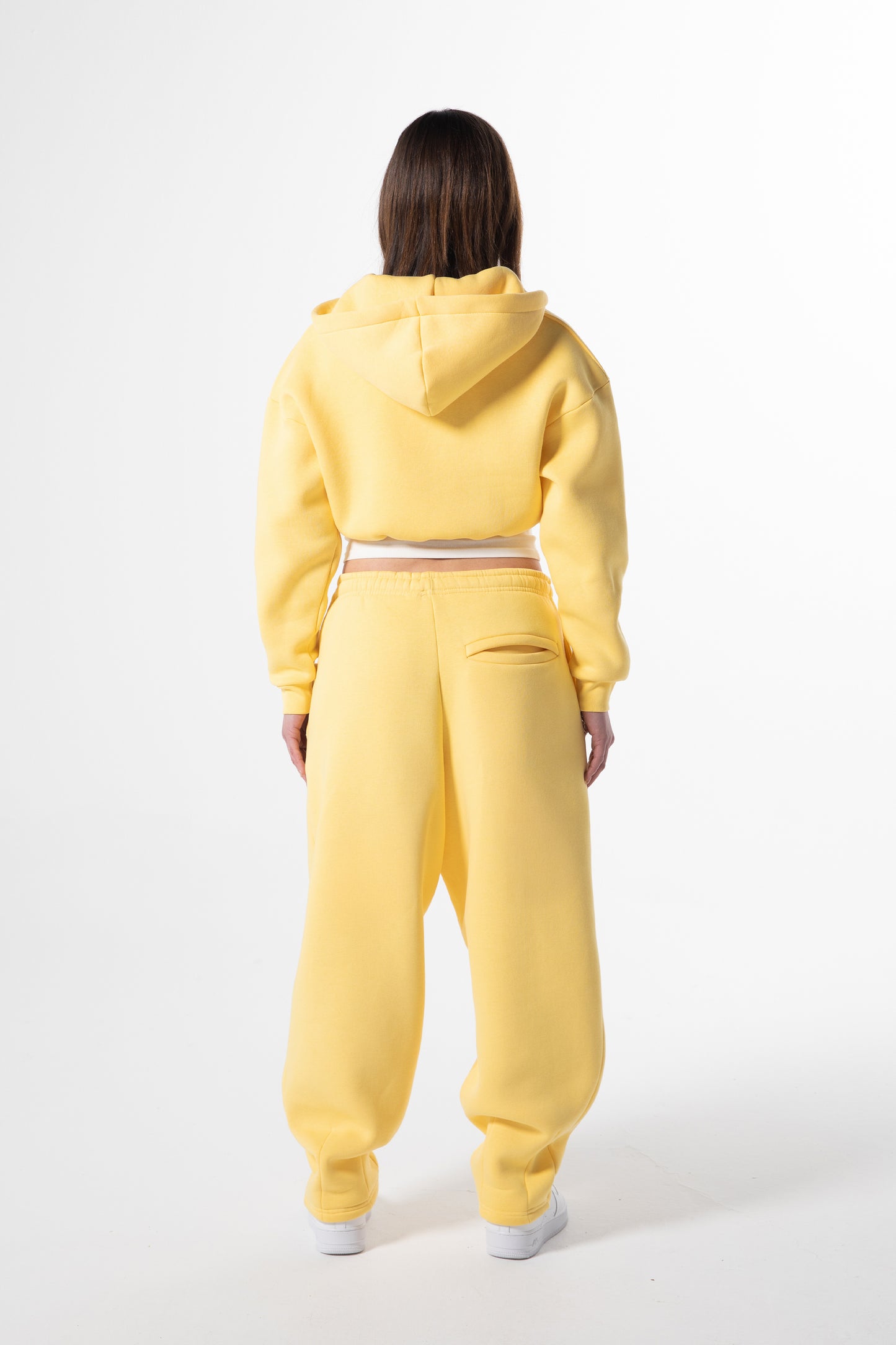 Flaw Embroidered Yellow Zip Crop