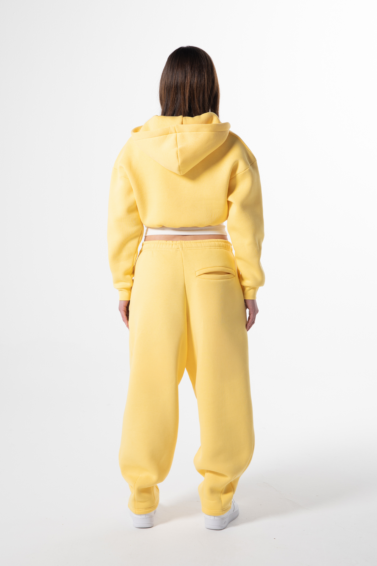 Flaw Embroidered Yellow Zip Crop