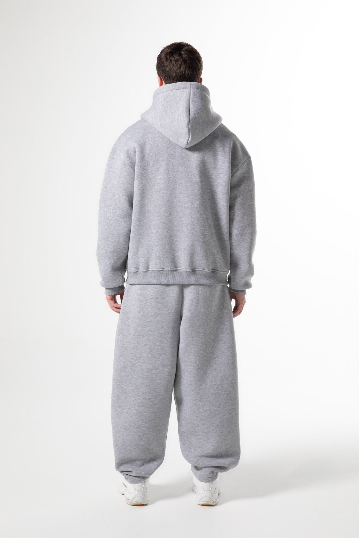 Flaw Embroidered Zip Hoodie Grey Melange