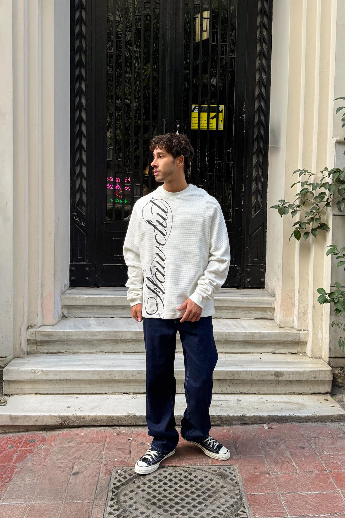 Flawclut Printed Sweatshirt, Ecru