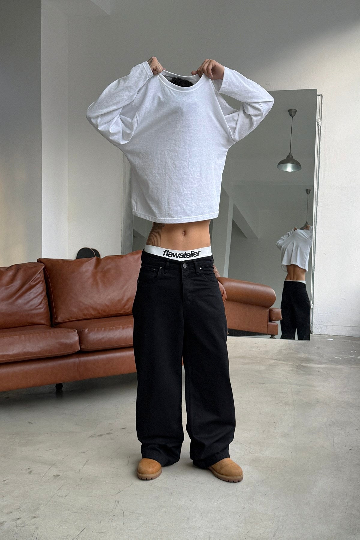FW Raw Black Baggy Jean