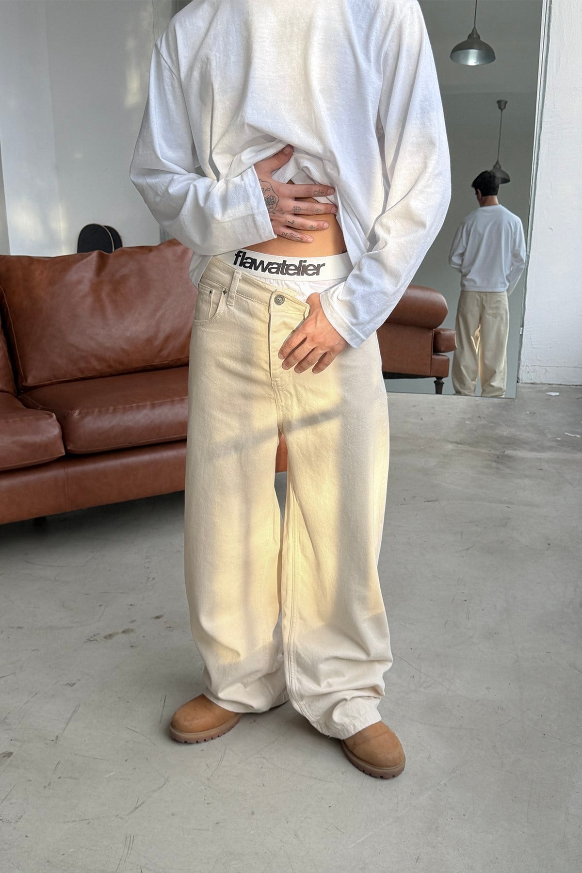 FW Raw Ecru Baggy Jean