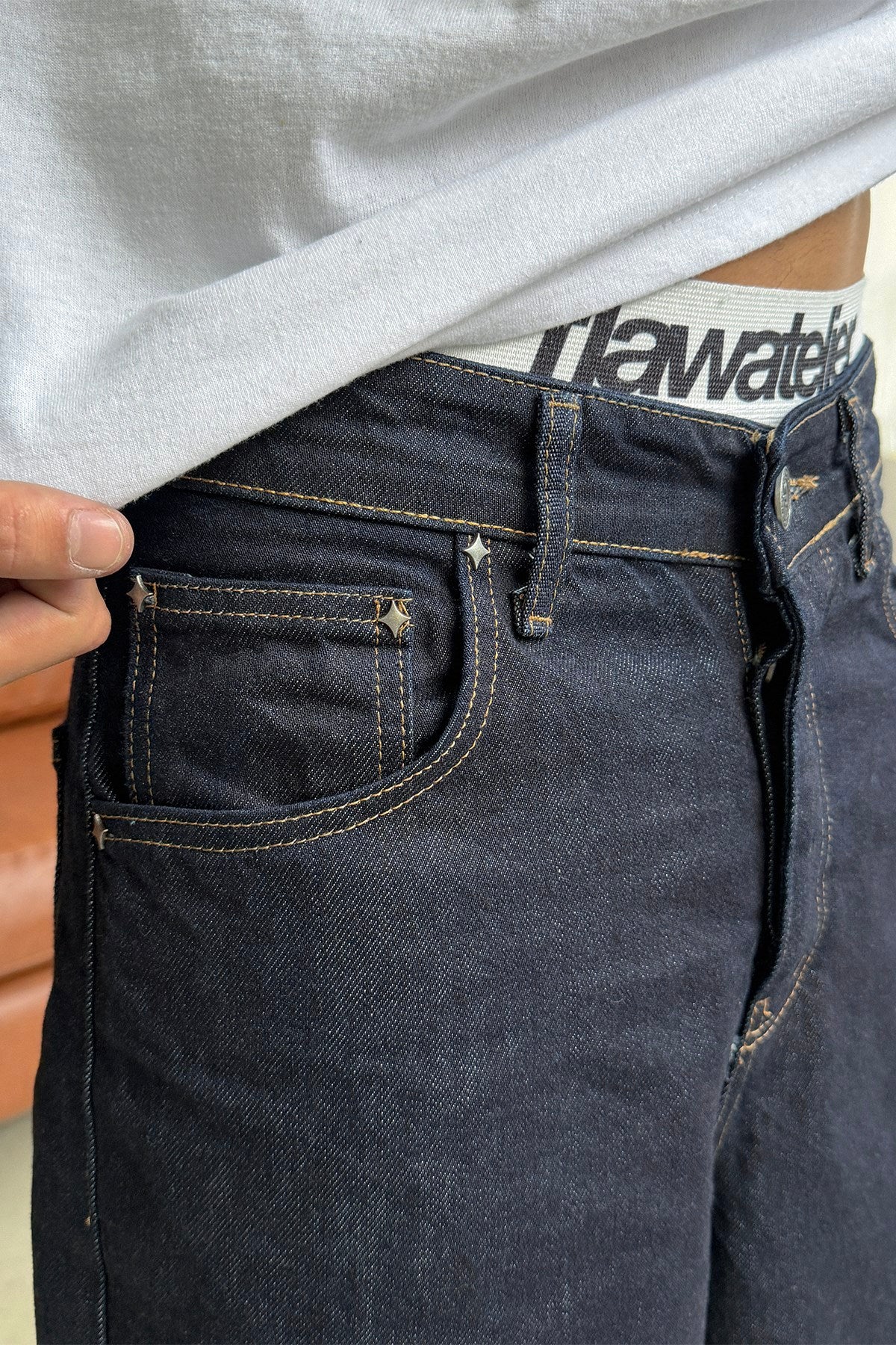 FW Raw Deep Blue Baggy Jean