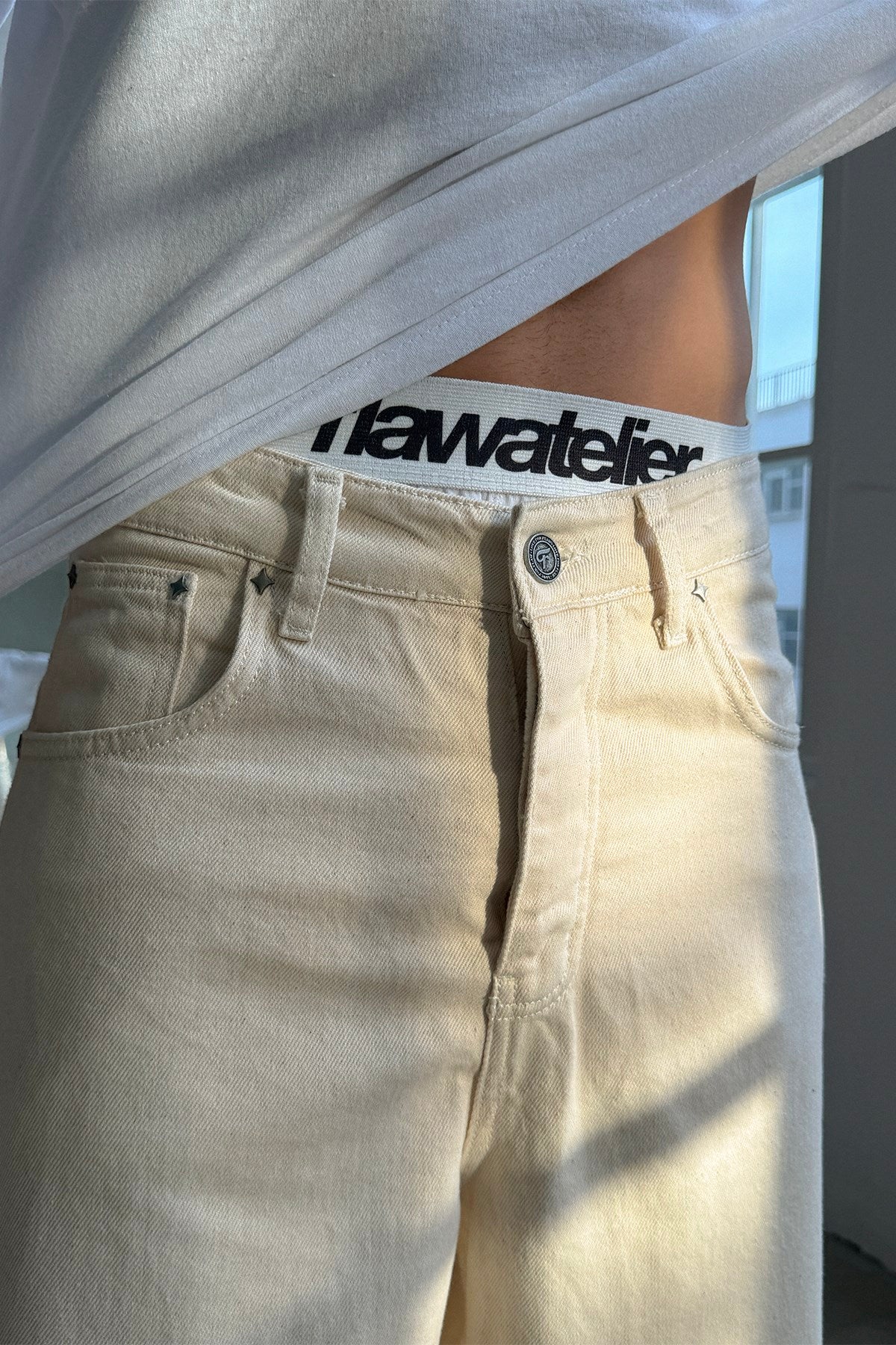 FW Raw Ecru Baggy Jean