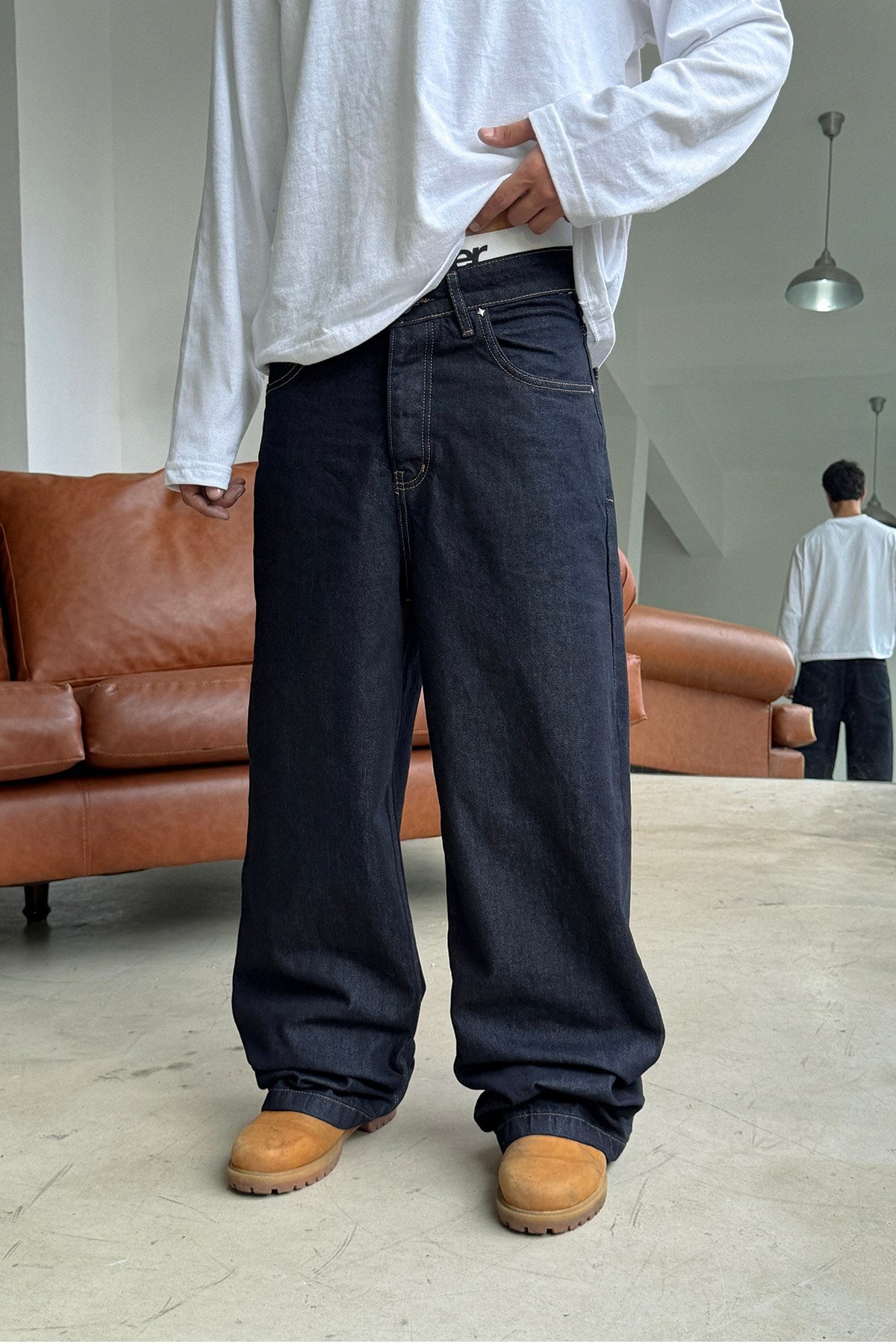 FW Raw Deep Blue Baggy Jean