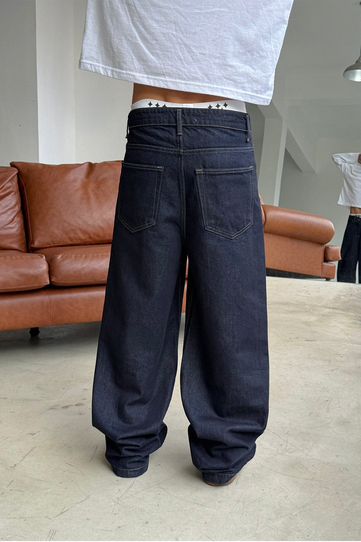 FW Raw Deep Blue Baggy Jean