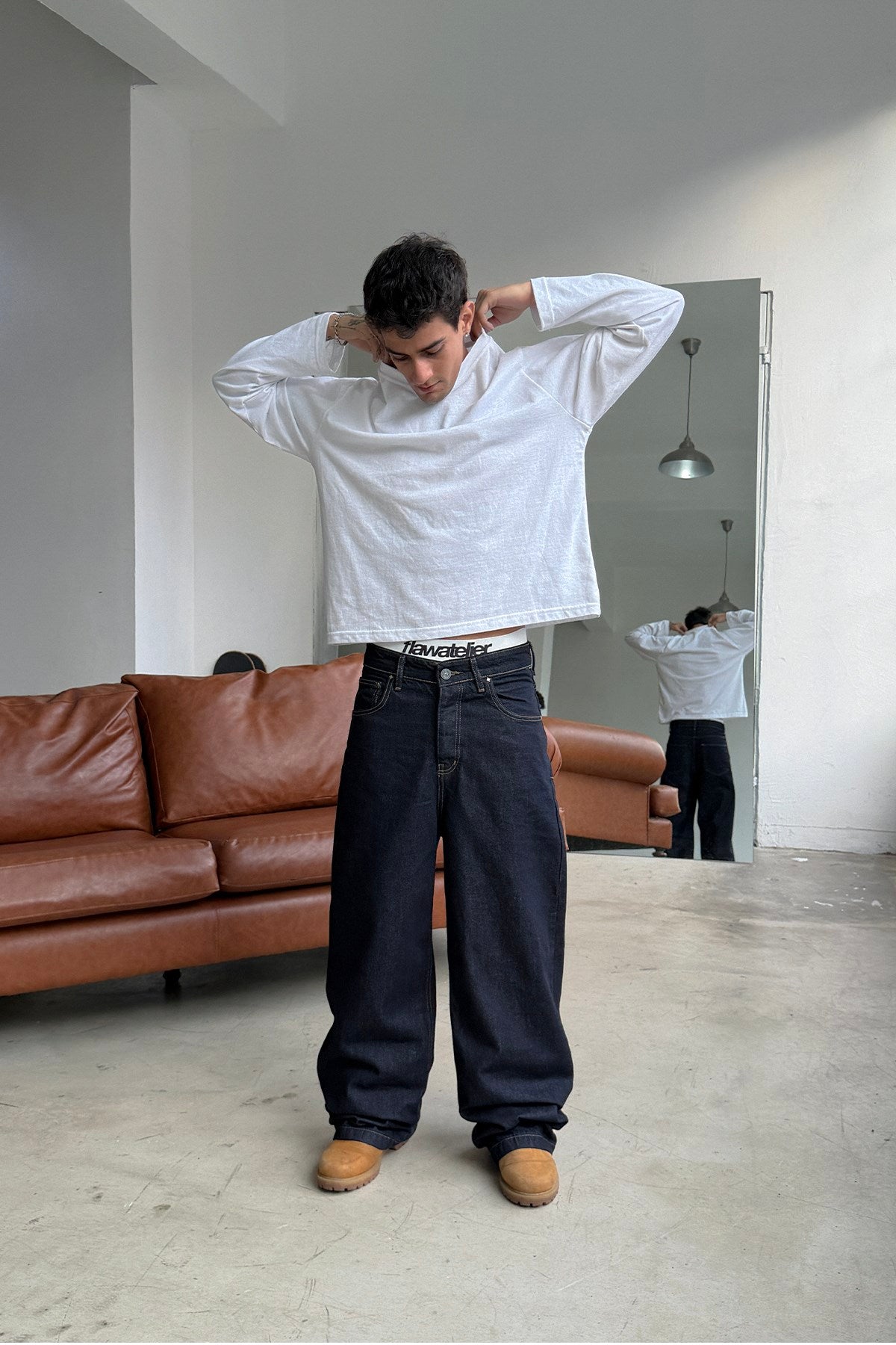 FW Raw Deep Blue Baggy Jean