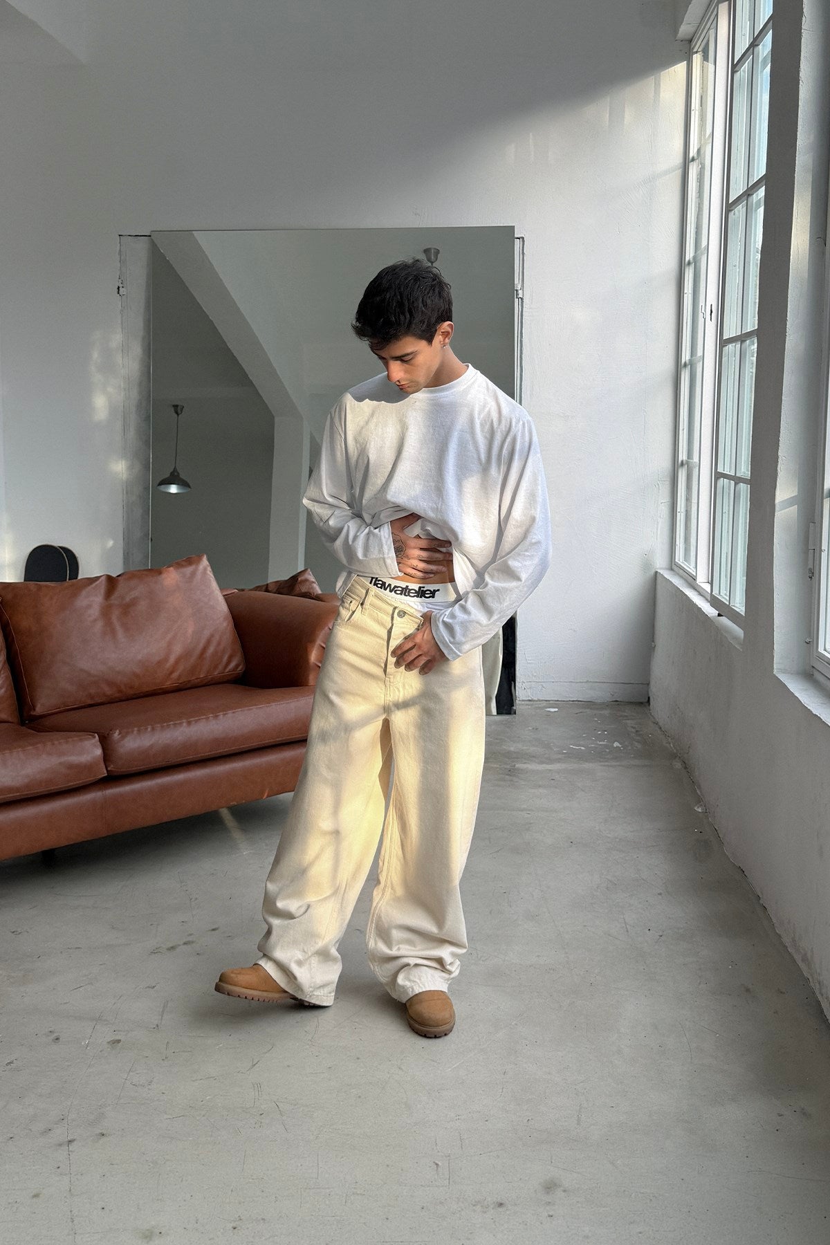 FW Raw Ecru Baggy Jean