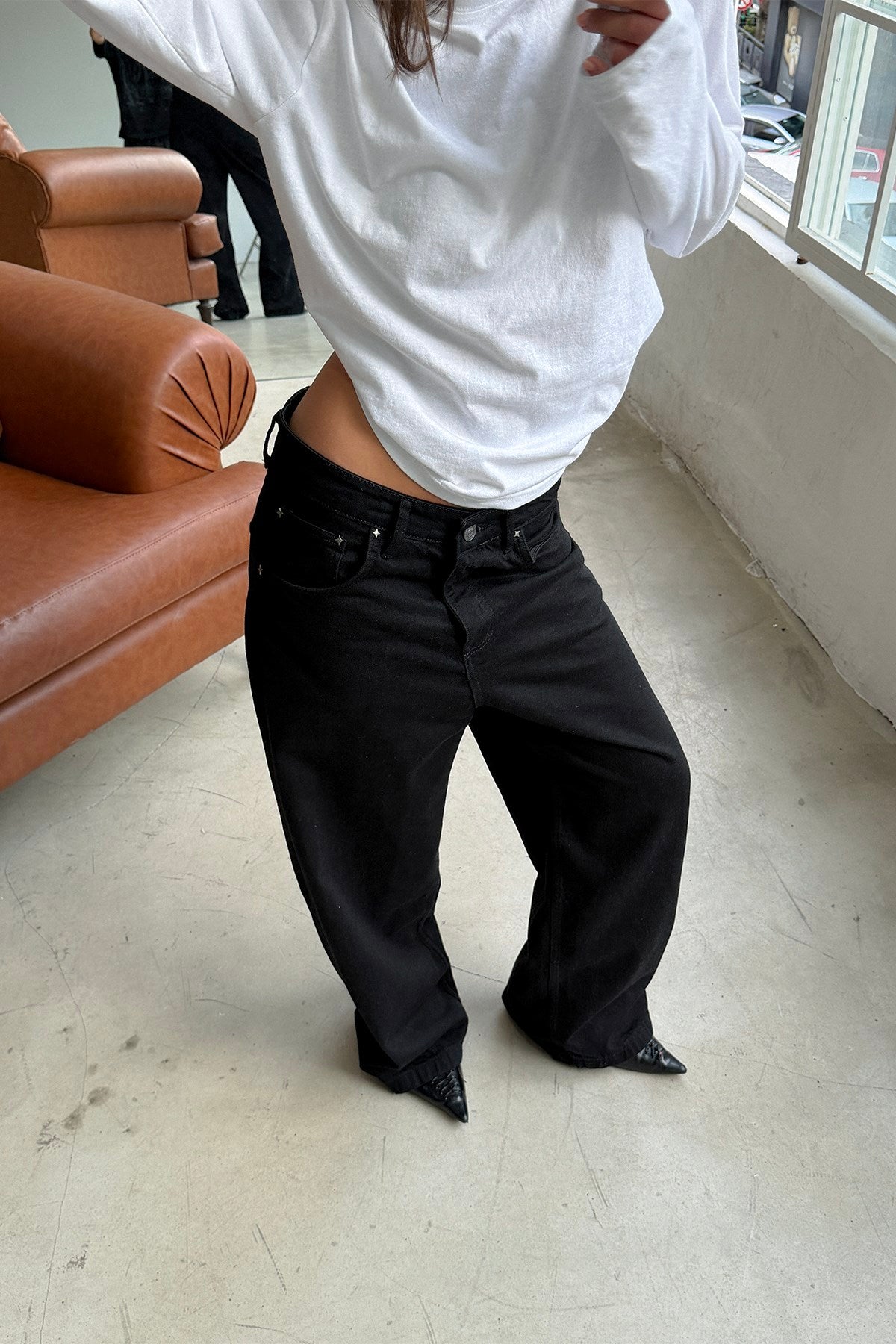 FW Raw Black Baggy Jean