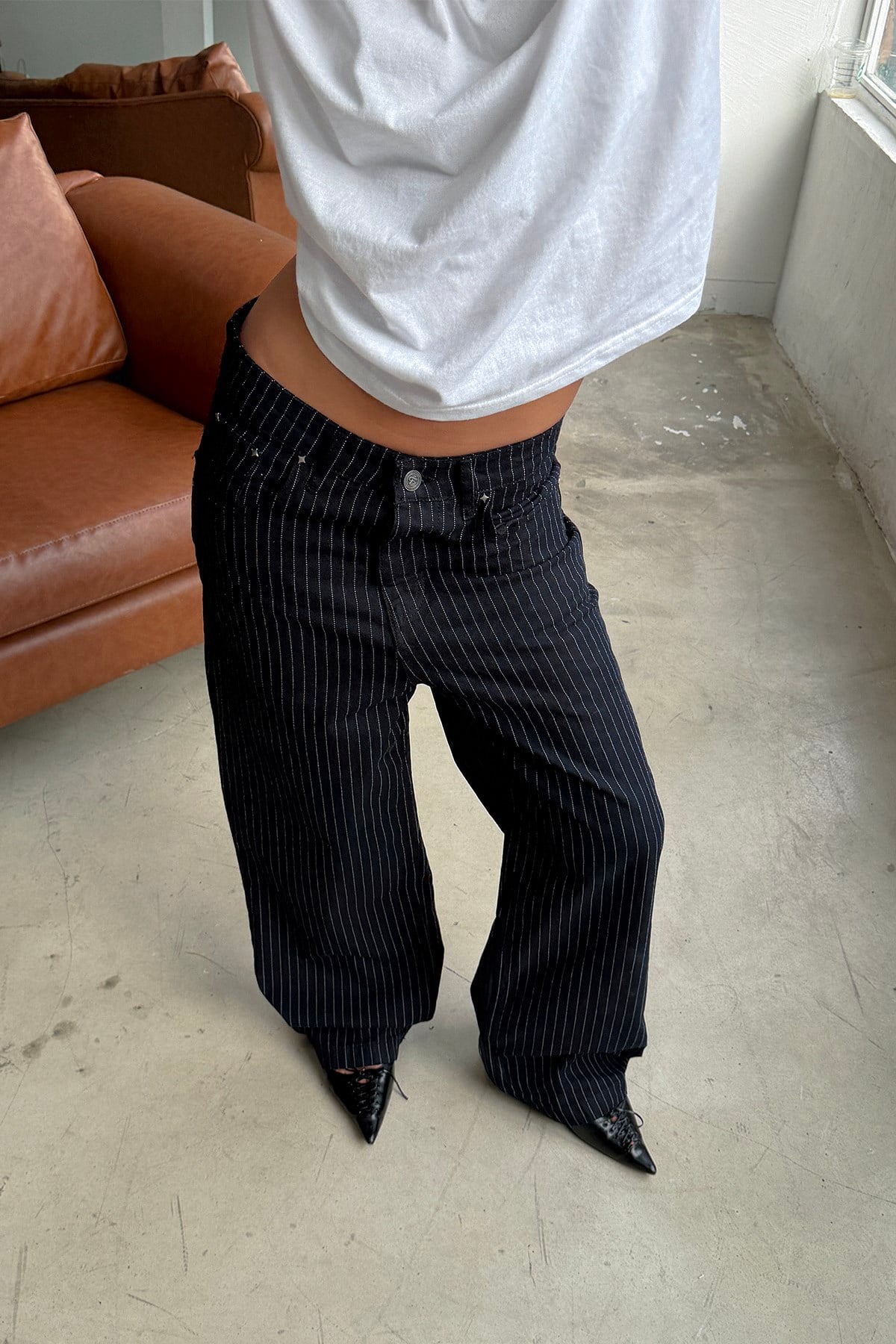 Raw Series Striped Baggy Jeans