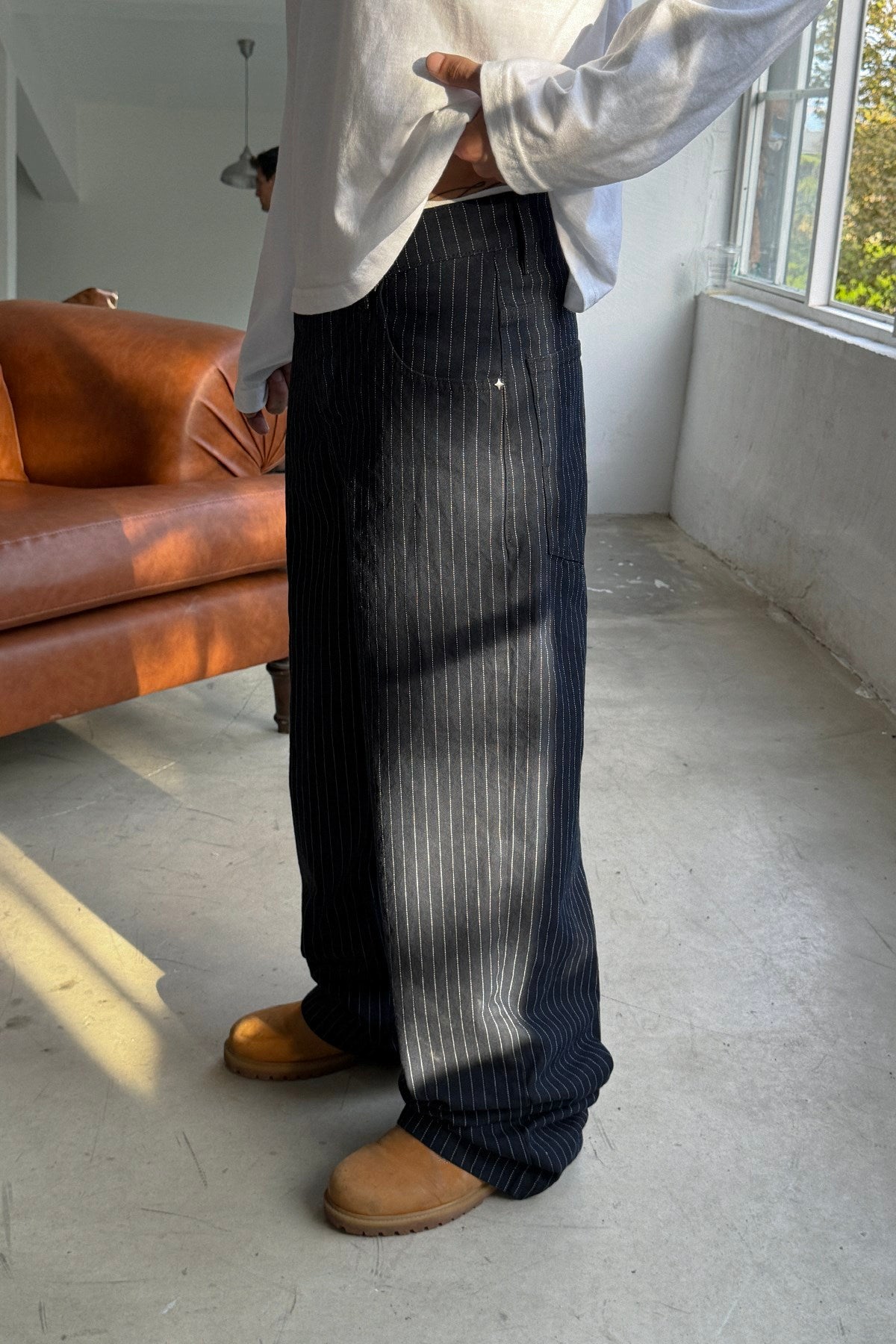 FW Raw Pinstripe Baggy Jean