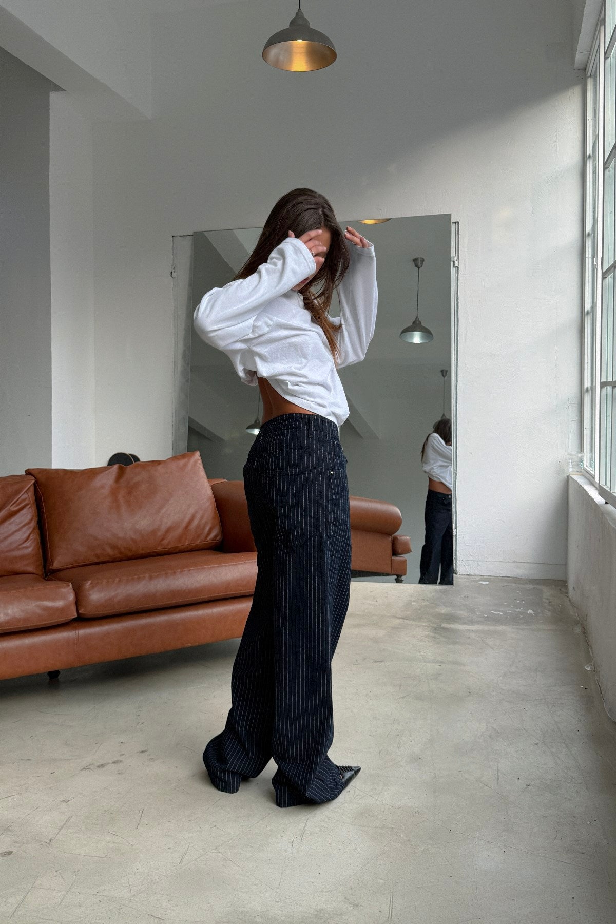 FW Raw Pinstripe Baggy Jean