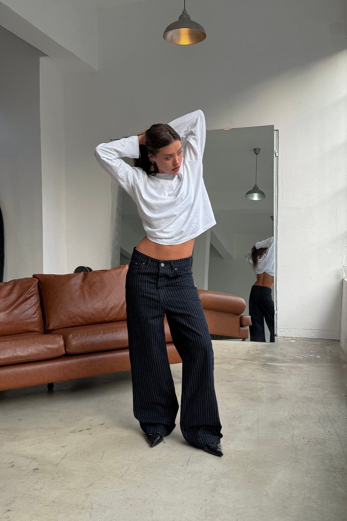 Raw Series Striped Baggy Jeans