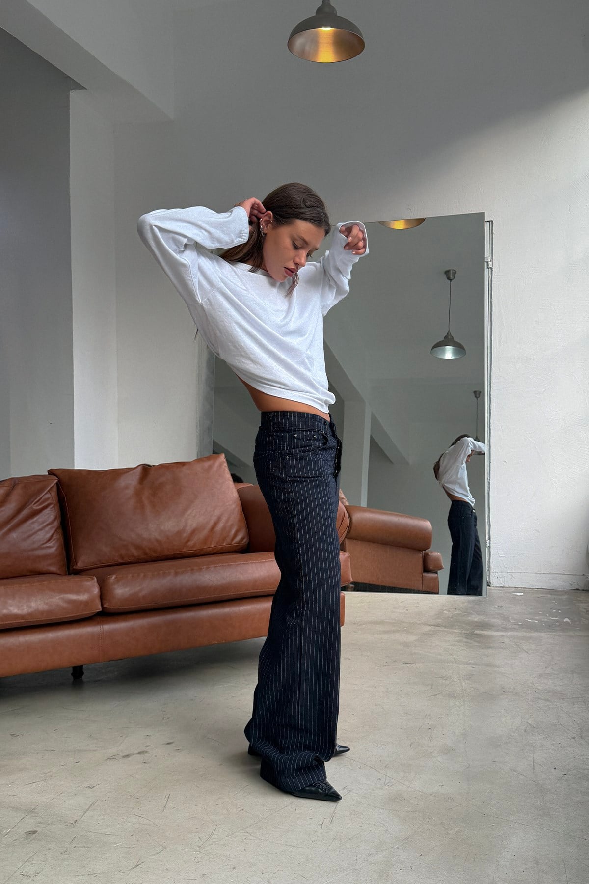 FW Raw Pinstripe Baggy Jean