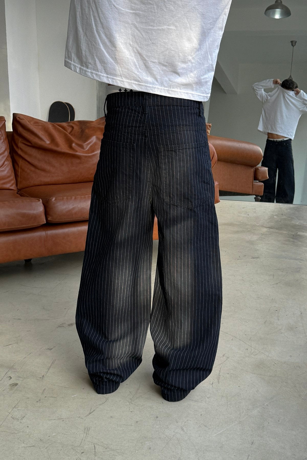 FW Raw Pinstripe Baggy Jean