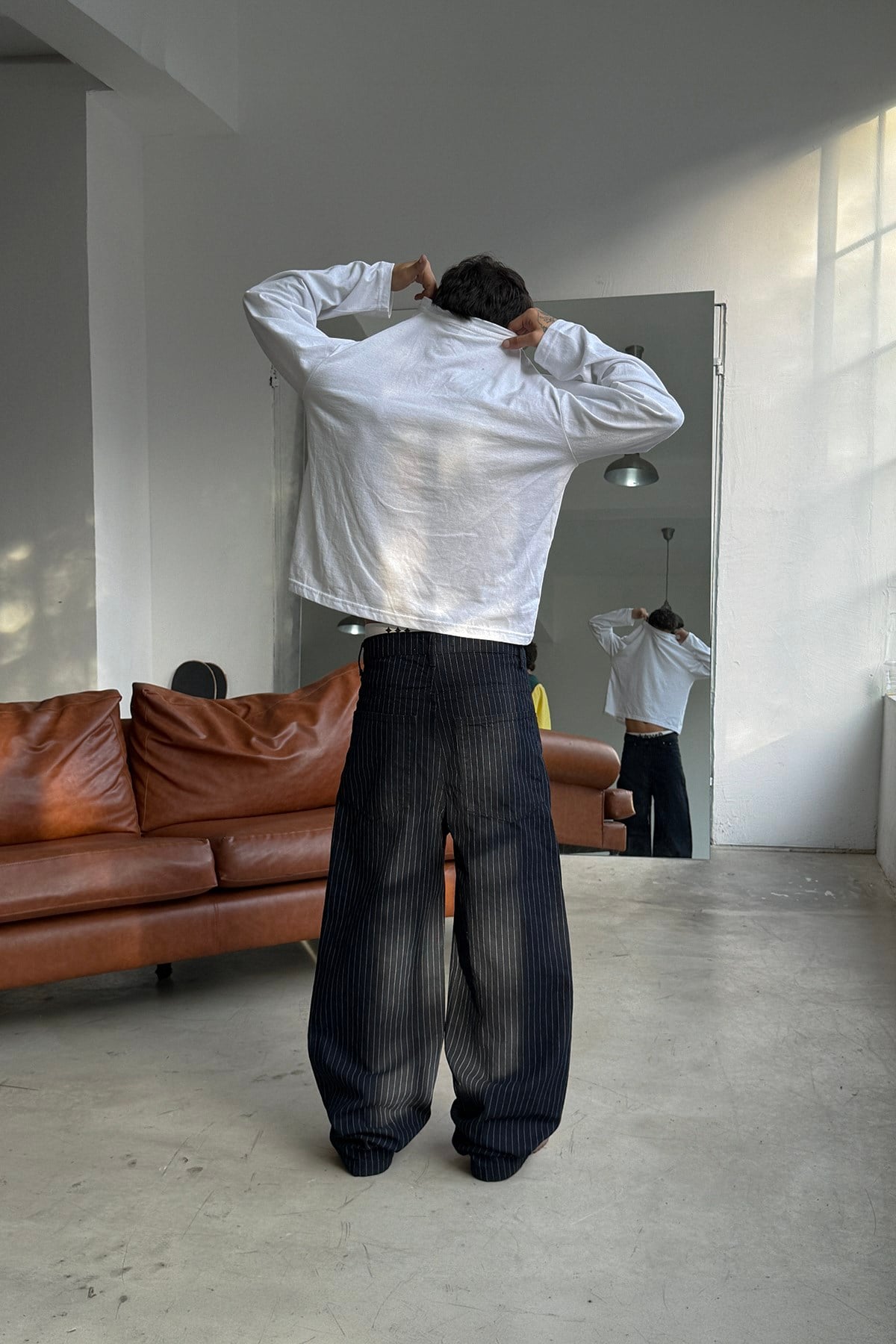 Raw Series Striped Baggy Jeans