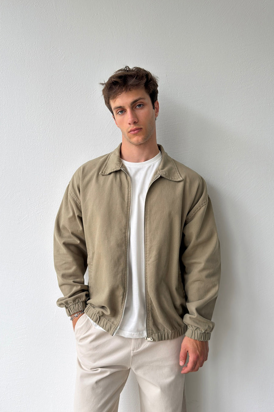 Shirt Collar Bomber Slim Jacket