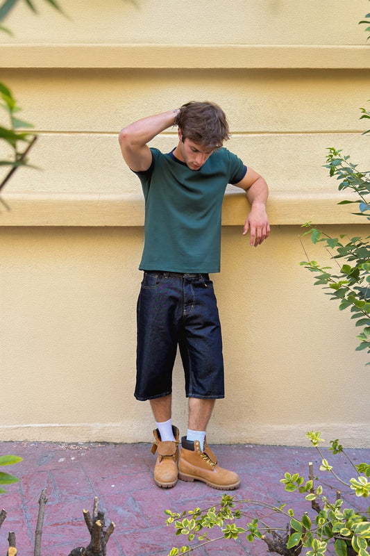 Green Navy Blue Ringer Tee