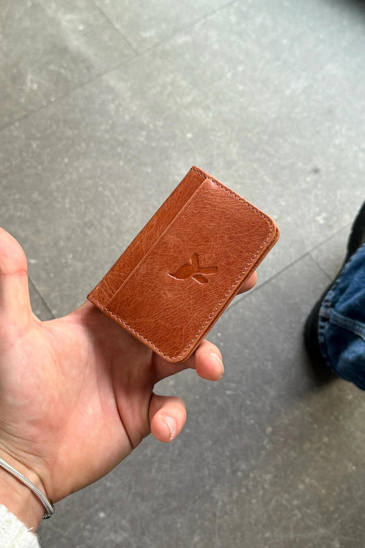 Genuine Leather Oval Mica Tan Card Holder Wallet