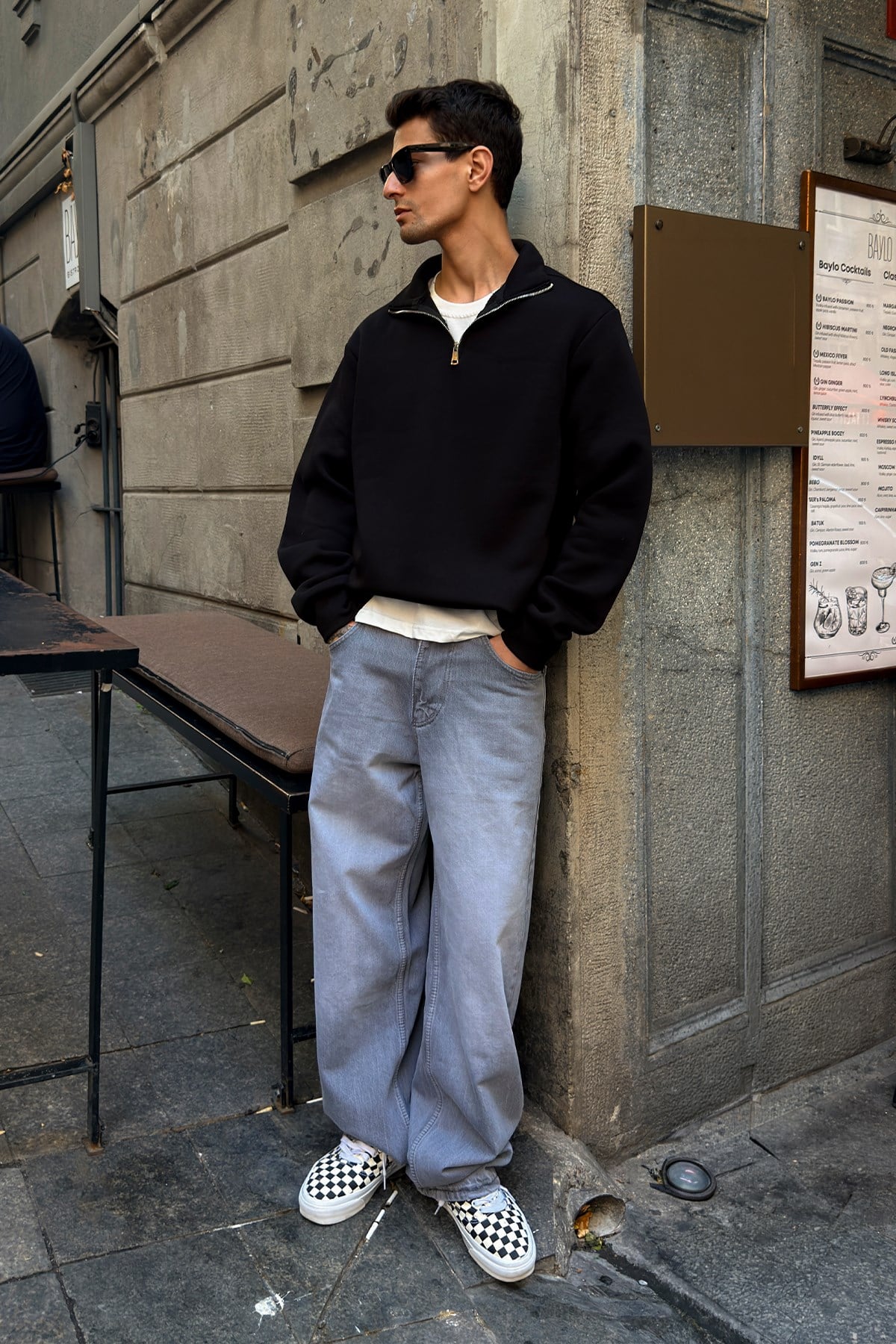 Black Half Zip Sweatshirt