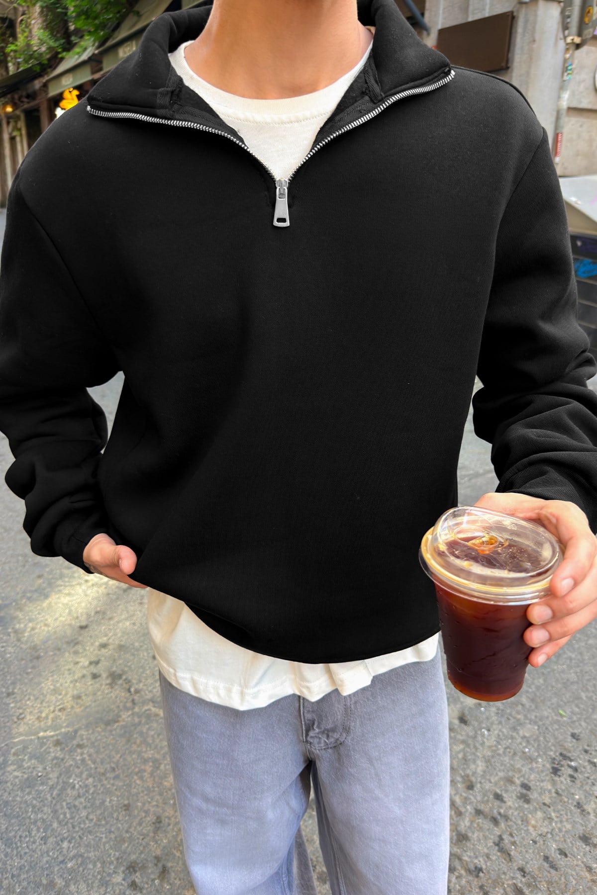 Black Half Zip Sweatshirt