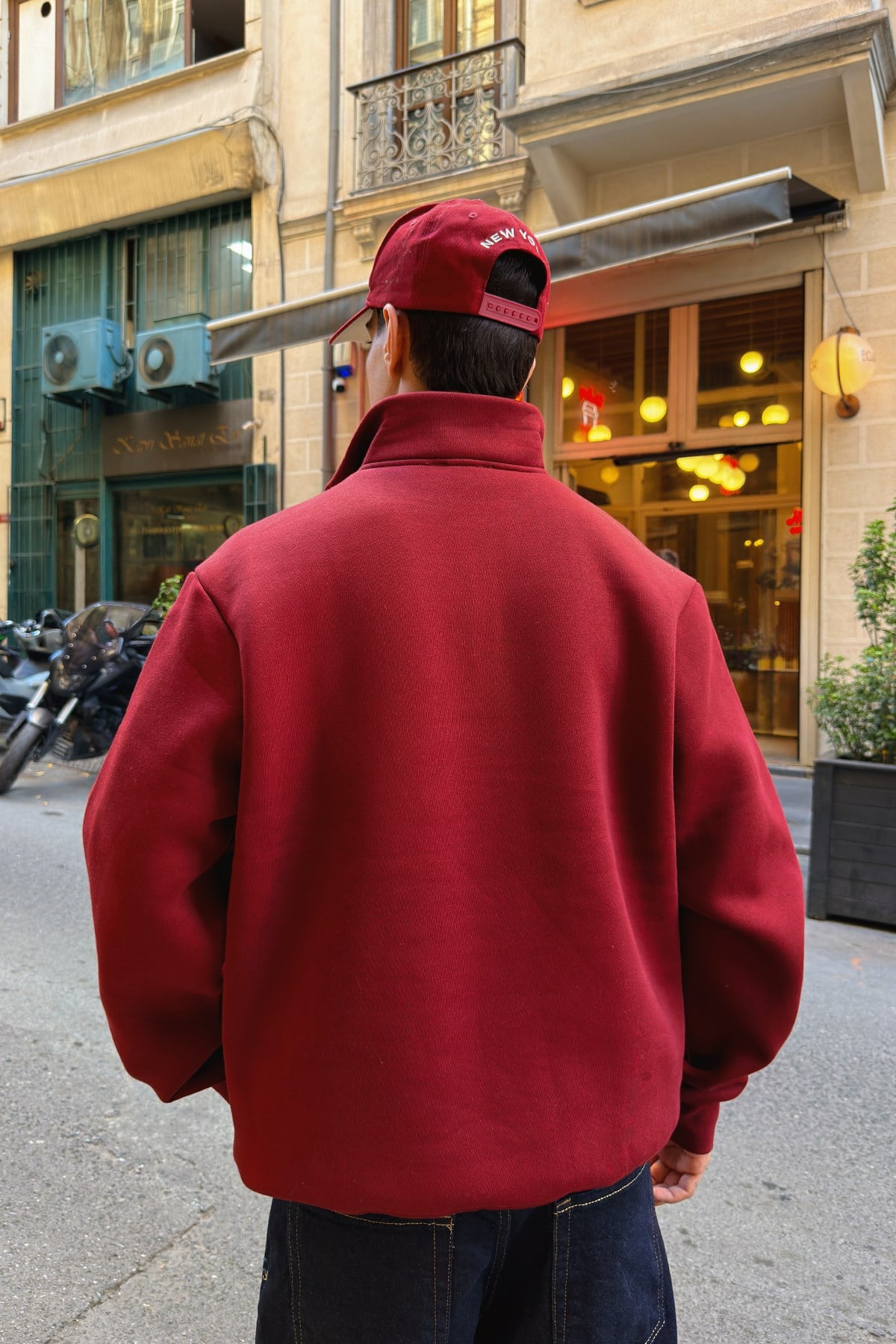 Wine Red Half Zip Sweatshirt