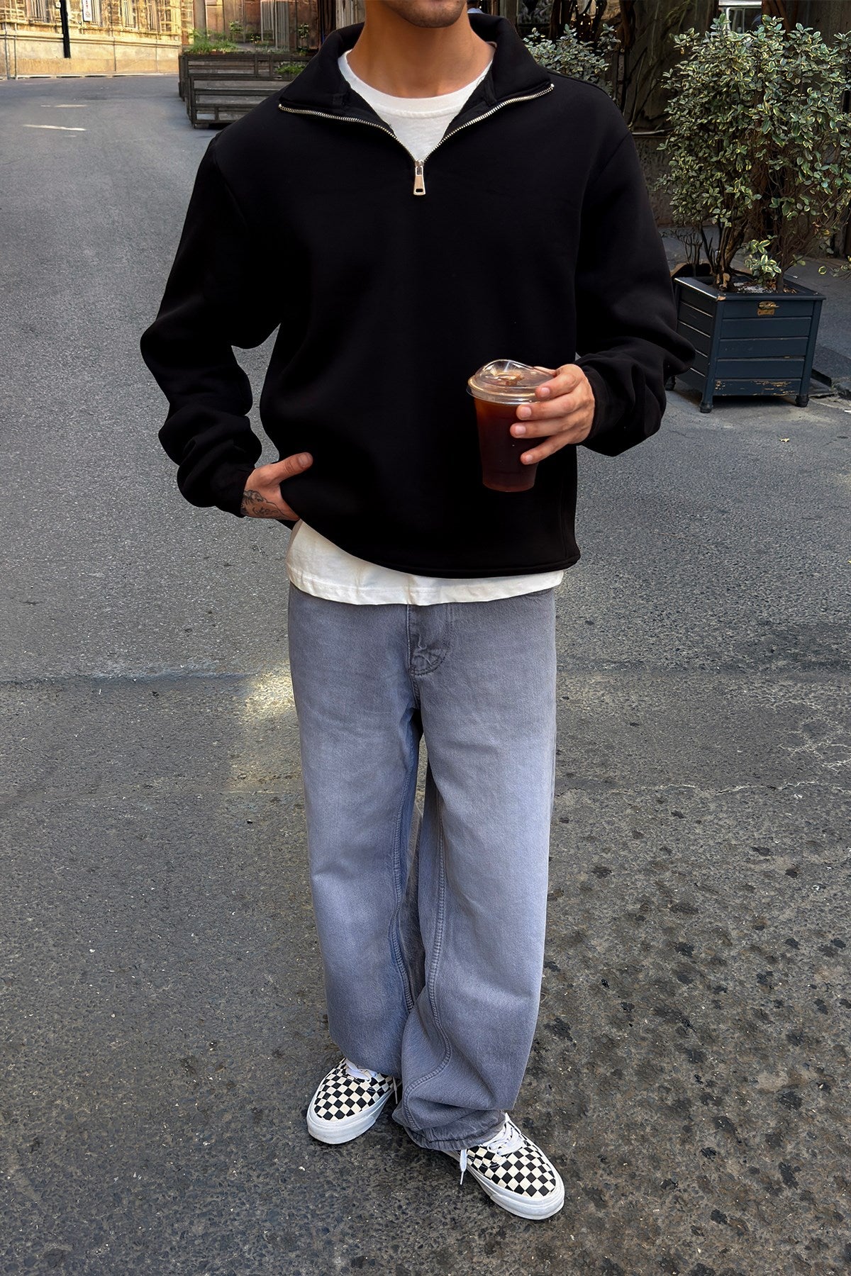 Black Half Zip Sweatshirt