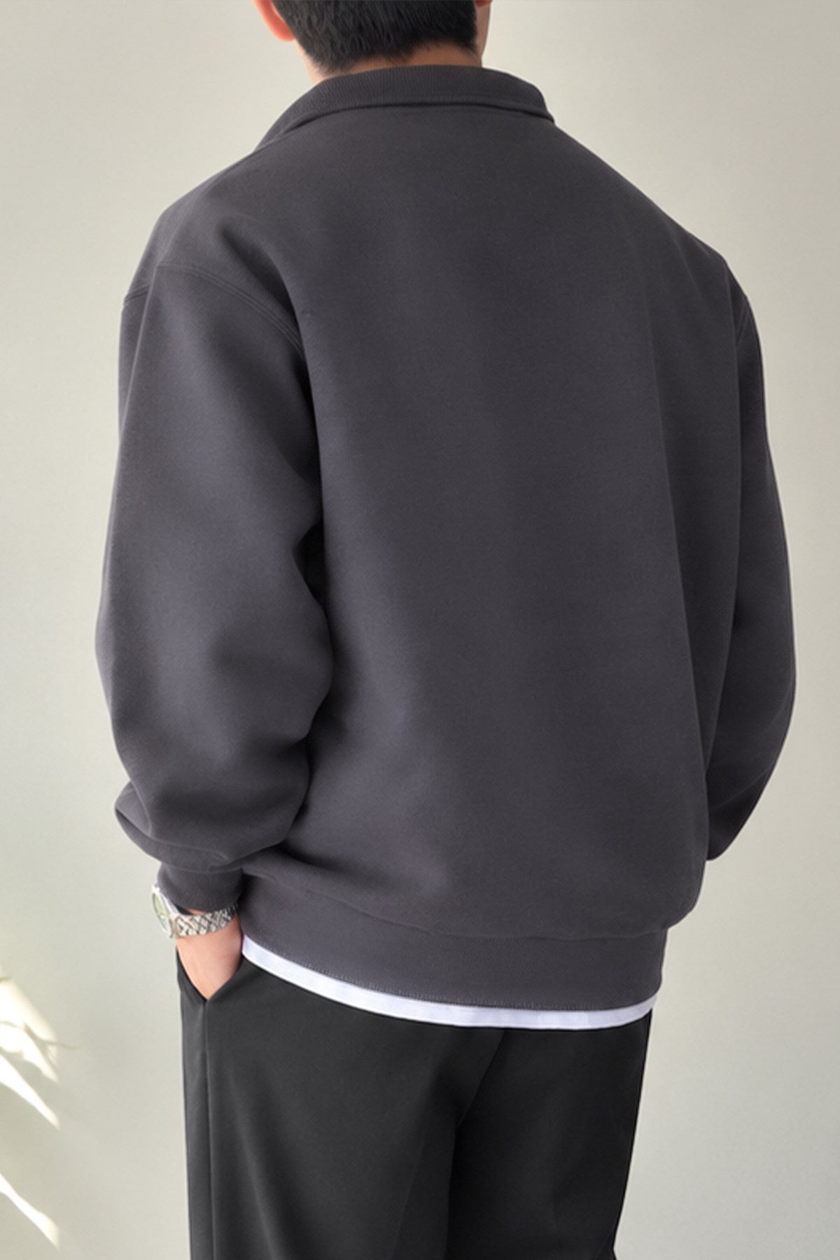 Half Zip Oversize Polo Neck Sweatshirt